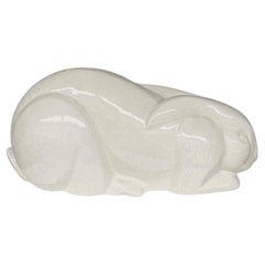 Charles Lemanceau (1905-1980) Art Deco Ceramic reclining Rabbit