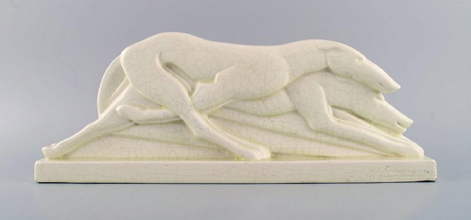 Charles Lemanceau, French Sculptor, Art Deco Sculpture of Greyhounds In Excellent Condition In Copenhagen, DK