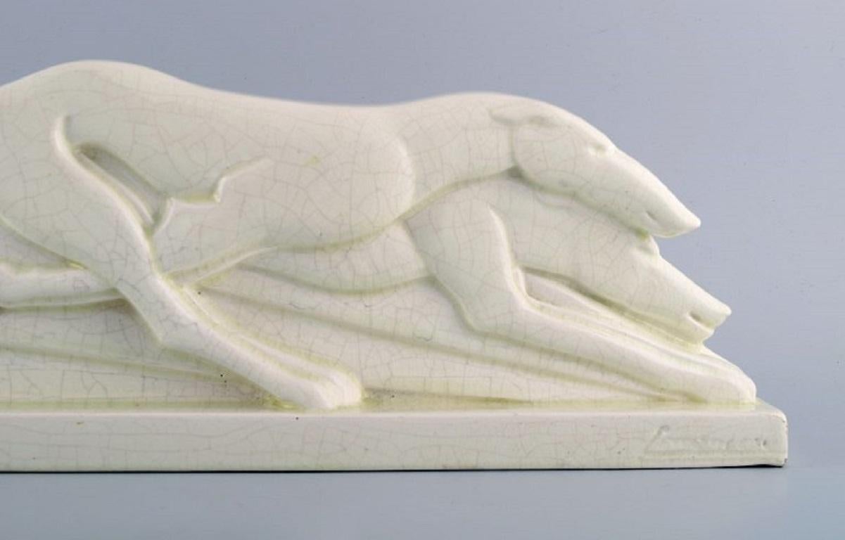 Mid-20th Century Charles Lemanceau, French Sculptor, Art Deco Sculpture of Greyhounds