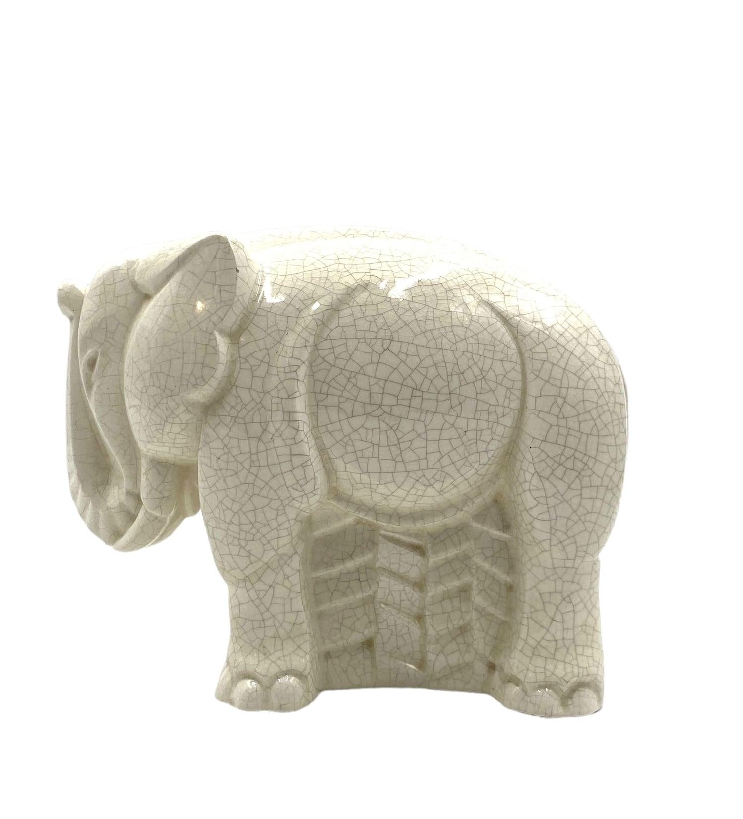 Charles Lemanceau, Art Déco Cubist Elephant, Saint-Clement, France, 1930 In Excellent Condition For Sale In Firenze, IT