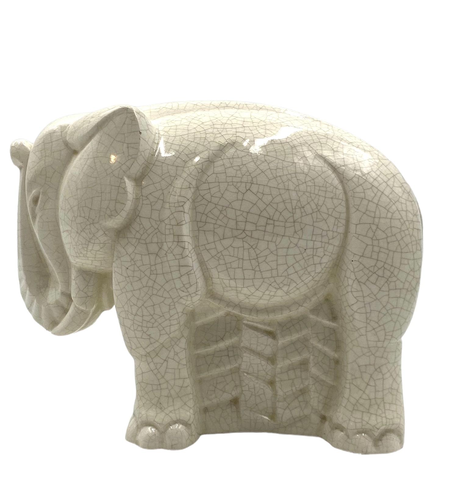 Mid-20th Century Charles Lemanceau, Art Déco Cubist Elephant, Saint-Clement, France, 1930 For Sale