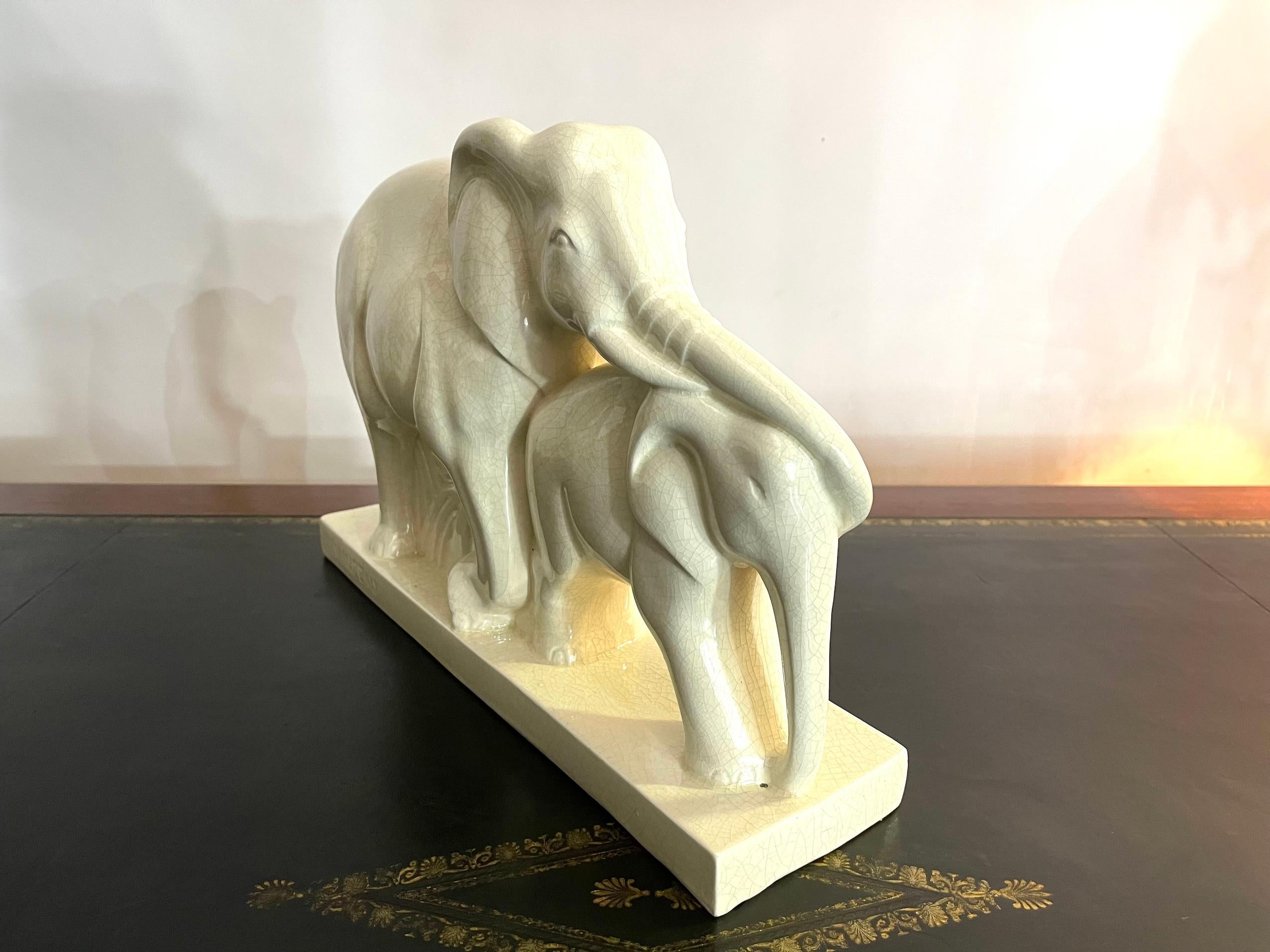 Charles Lemanceau, Kubistischer Elefant, Art déco, Saint-Clément, Frankreich 1930 im Zustand „Hervorragend“ im Angebot in LA FERTÉ-SOUS-JOUARRE, FR