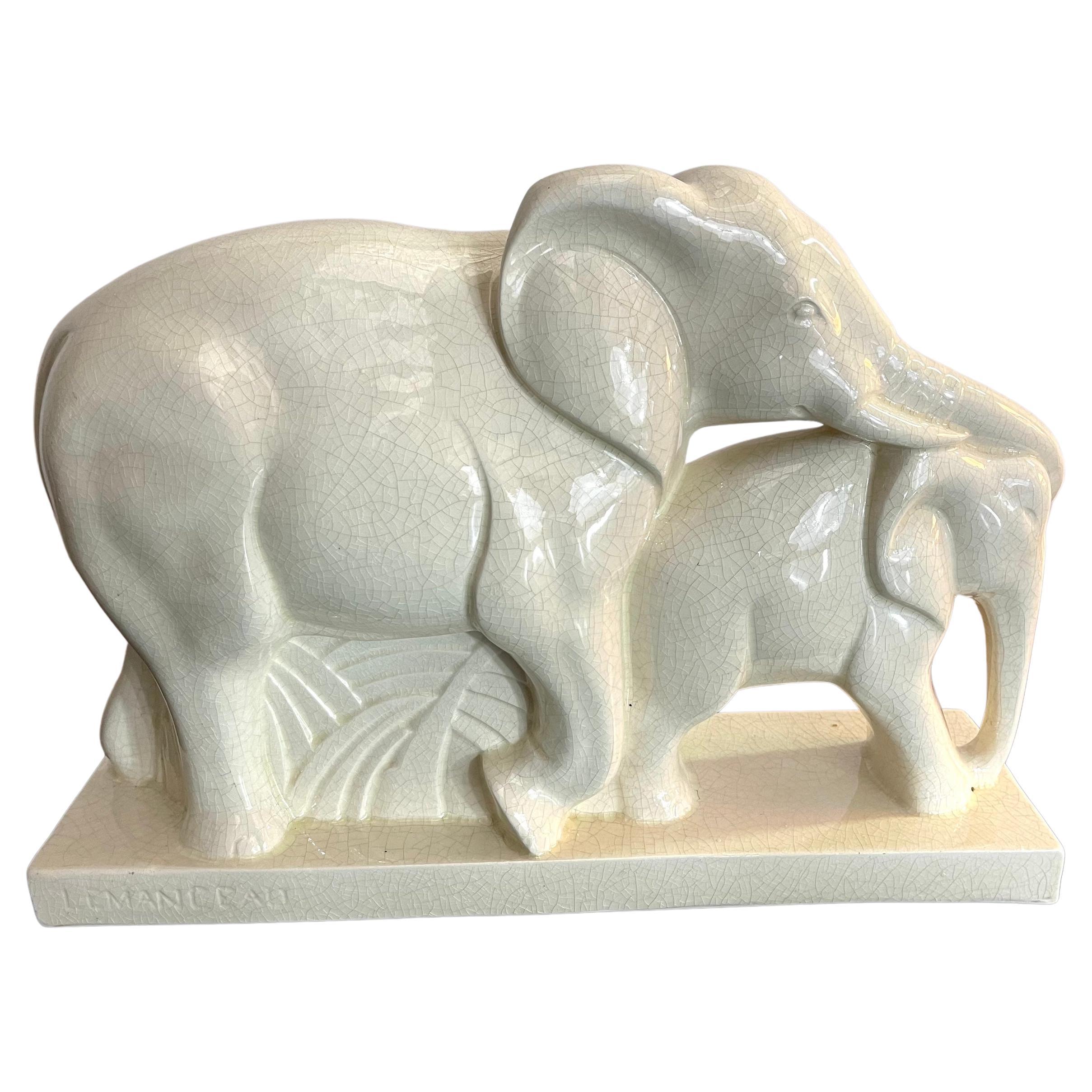 Charles Lemanceau, éléphant cubiste Art déco, Saint Clément, France 1930 en vente