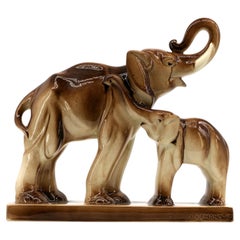 Charles Lemanceau Elephant Sculpture, Ceramic, Saint Clément, 1920
