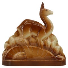 Charles Lemanceau French Art Deco Big Lama Statue, 1920