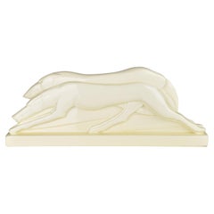Charles Lemanceau French Art Deco Borzoi Greyhound Couple, 1930s Majolica
