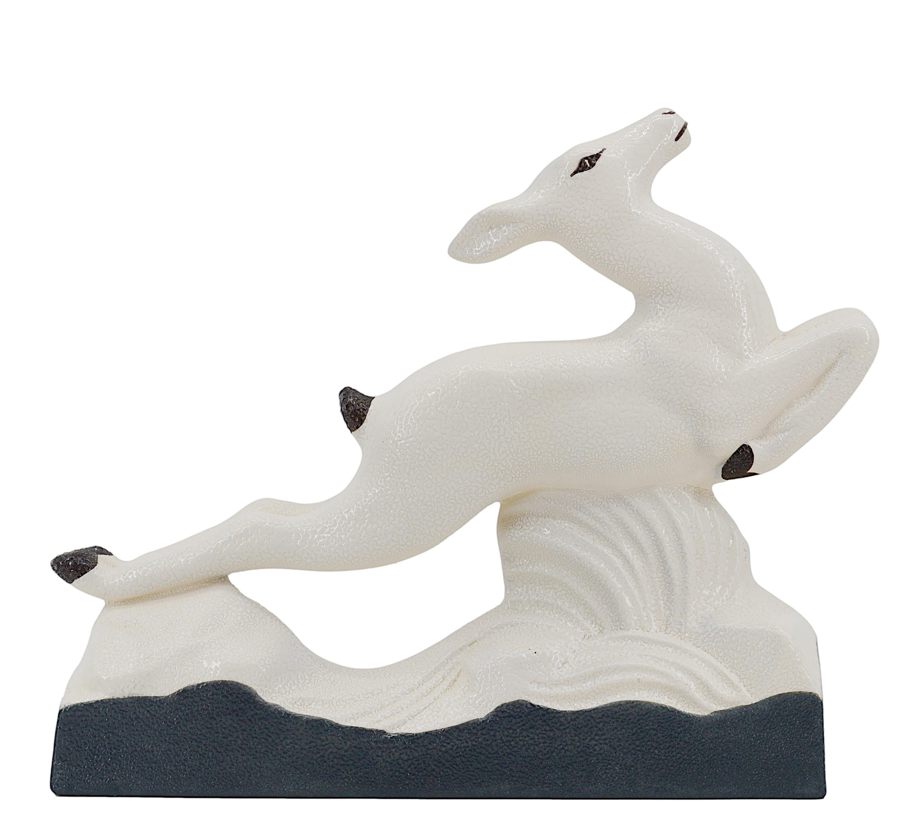 Charles Lemanceau French Art Deco Ceramic Antelope 1920 (Französisch) im Angebot
