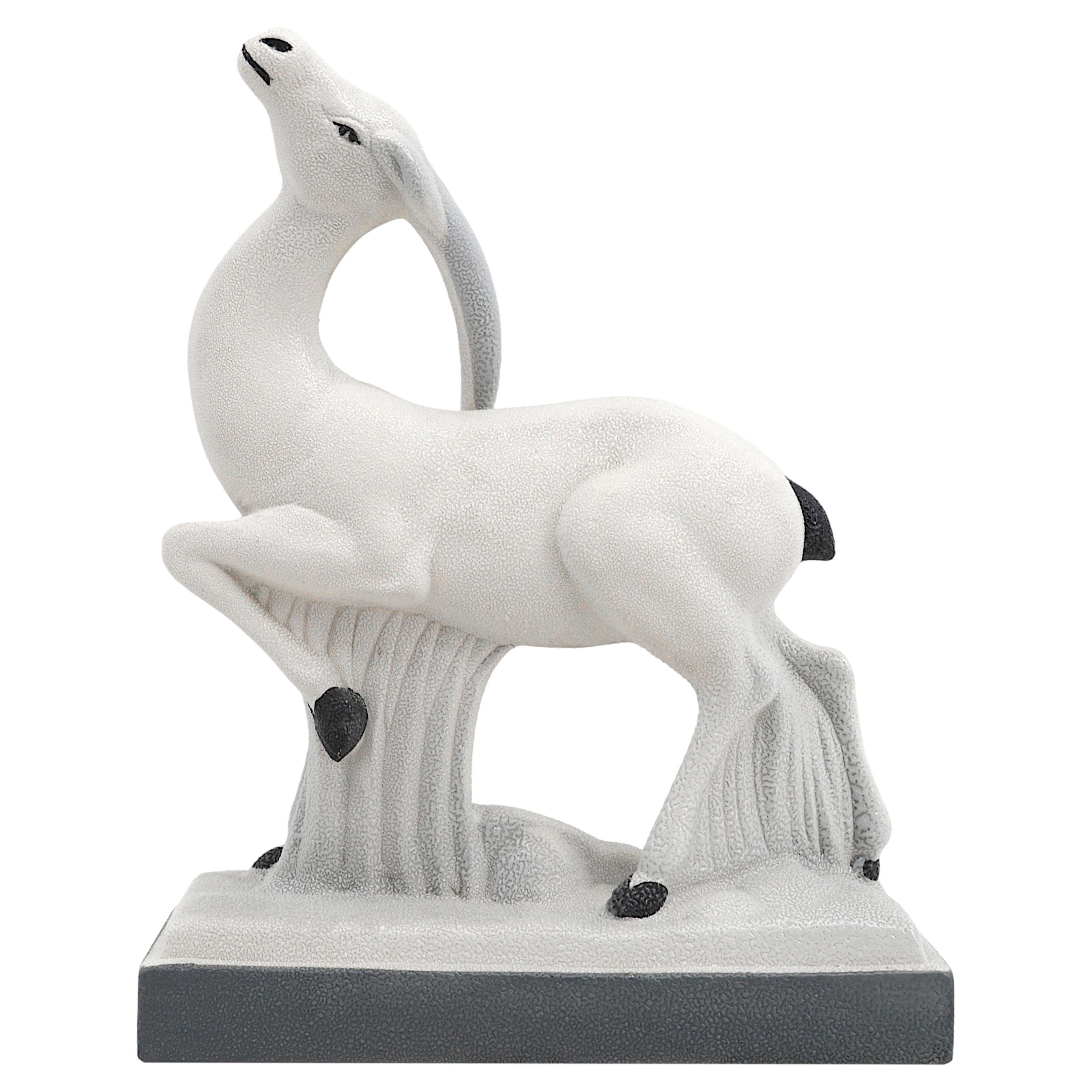 Charles Lemanceau French Art Deco Ceramic Antelope 1920