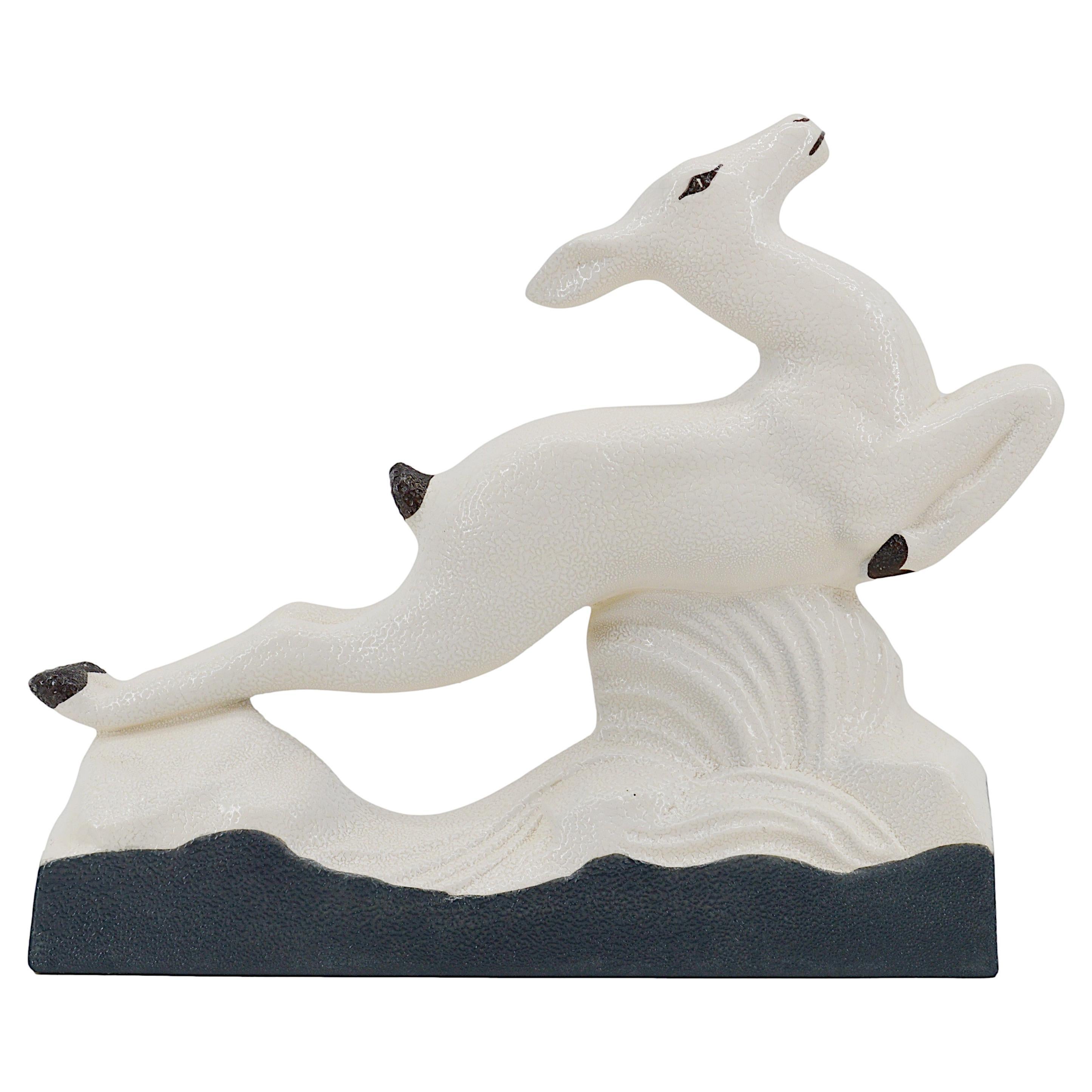 Charles Lemanceau French Art Deco Ceramic Antelope 1920