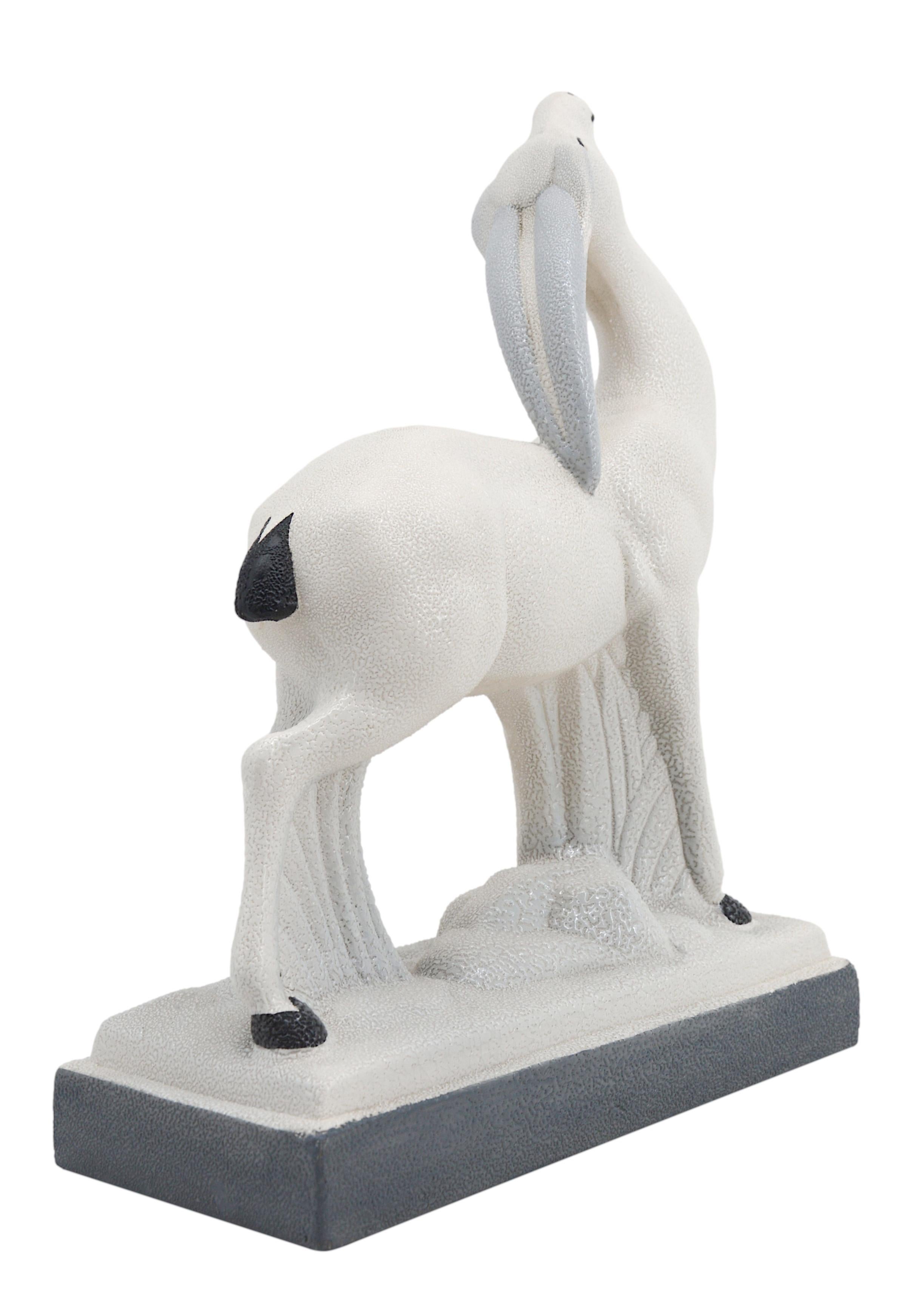 Early 20th Century Charles Lemanceau French Art Deco Ceramic Antelope, 1920 For Sale
