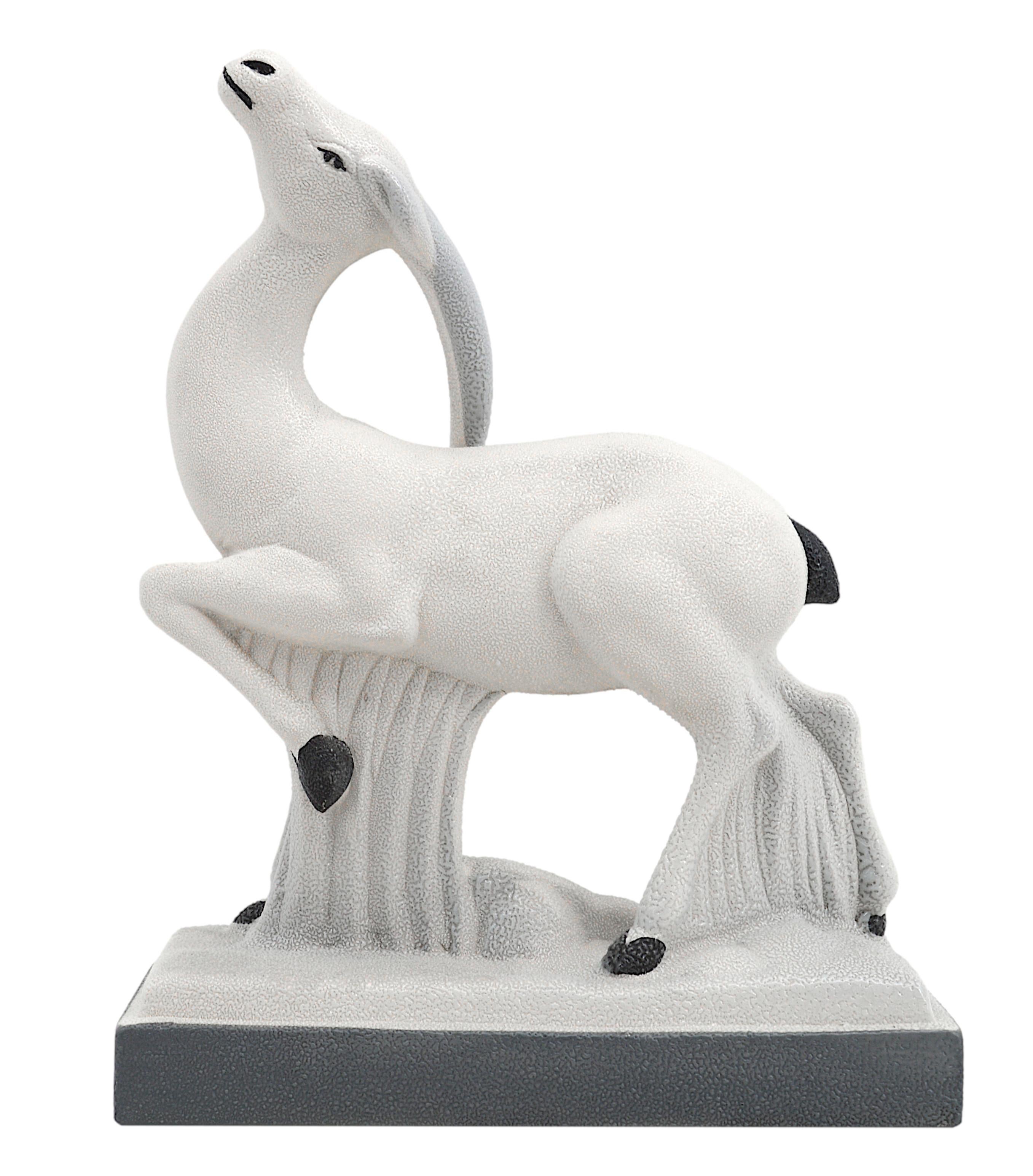 Charles Lemanceau French Art Deco Ceramic Antelope, 1920 For Sale 1