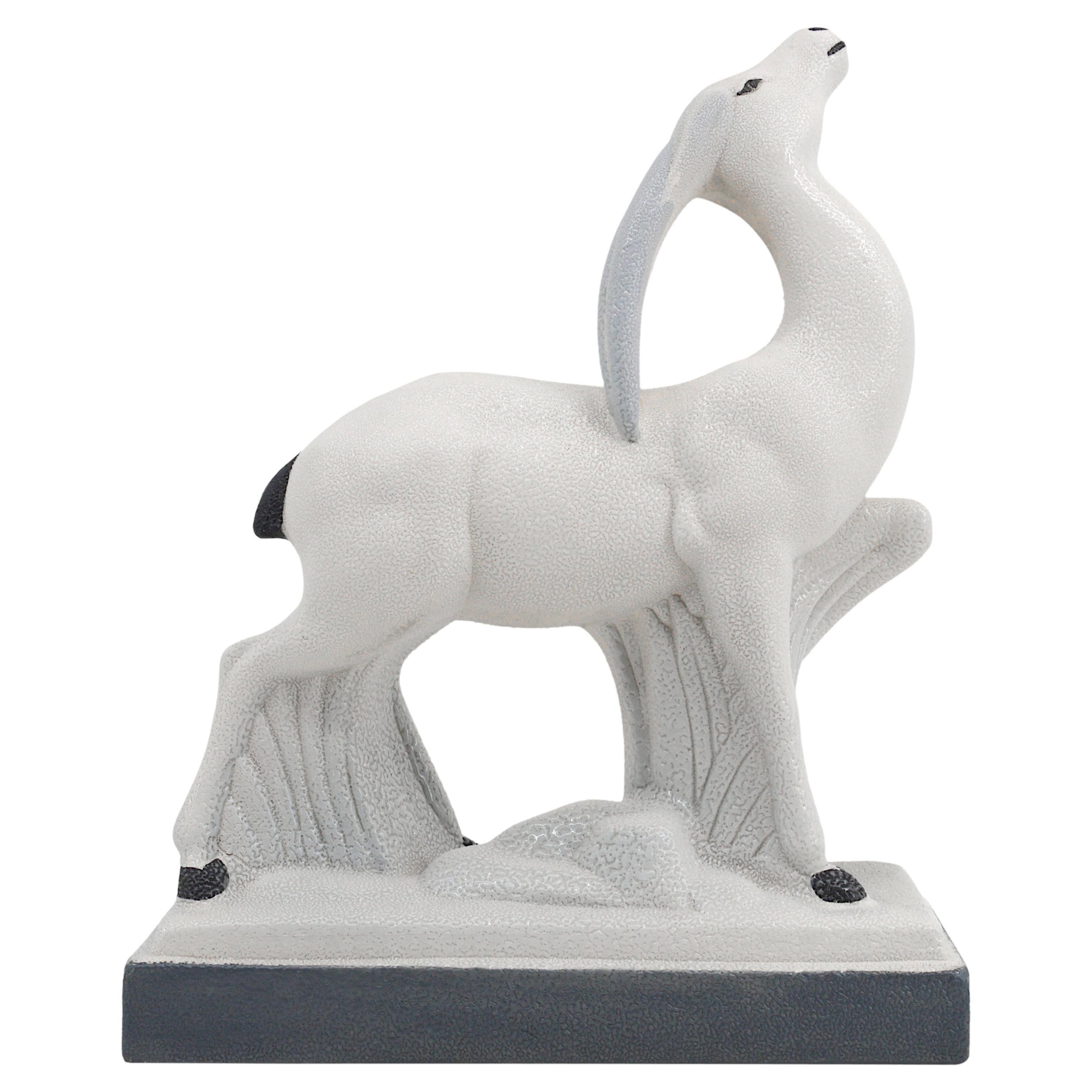 Charles Lemanceau French Art Deco Ceramic Antelope, 1920