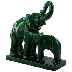 Charles Lemanceau French Art Deco Ceramic Elephants, 1930s