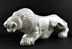 Charles Lemanceau French Art Deco Crackle Glaze Ceramic Lion, circa 1925