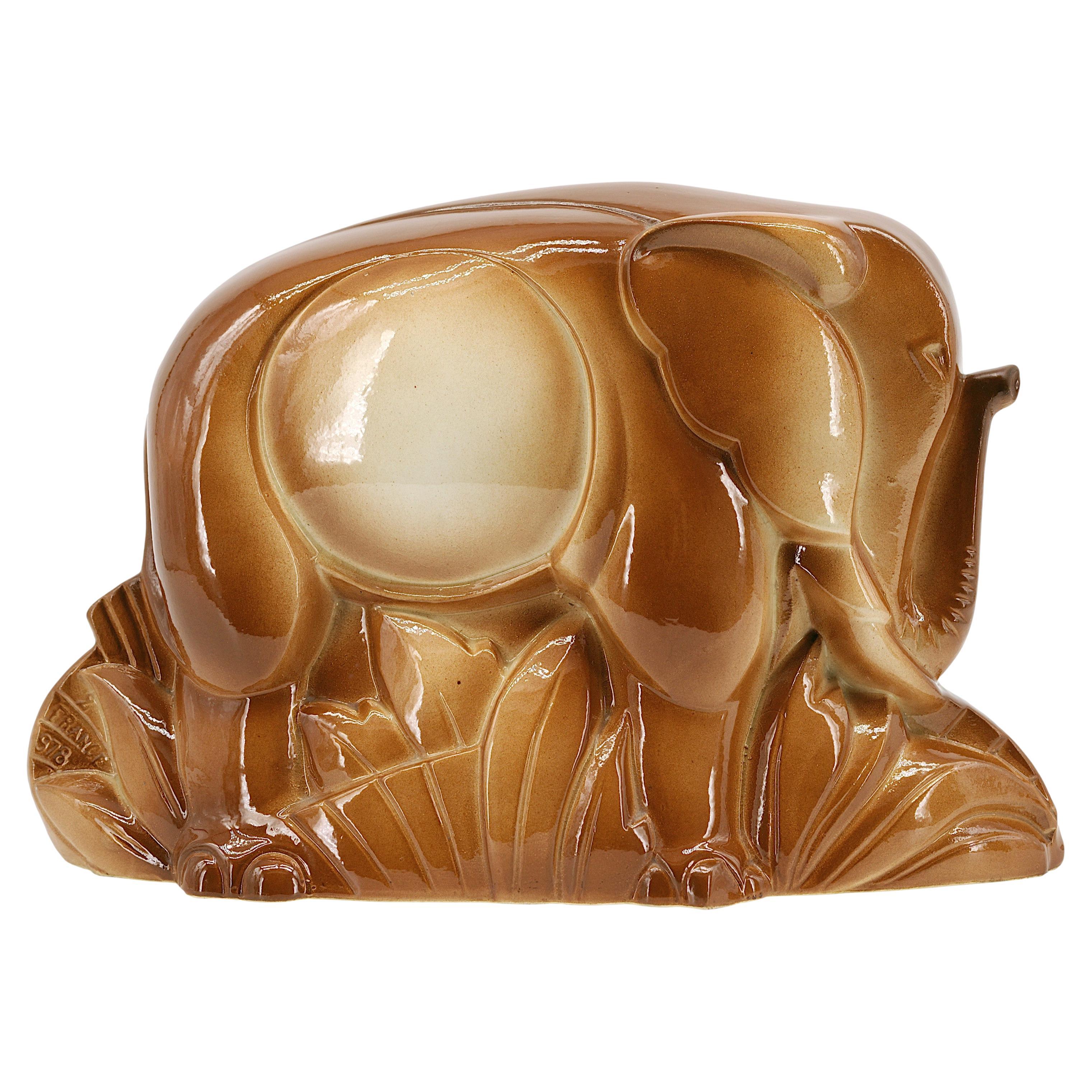 Charles Lemanceau Statua di elefante in stile Art Deco francese 1920 in vendita