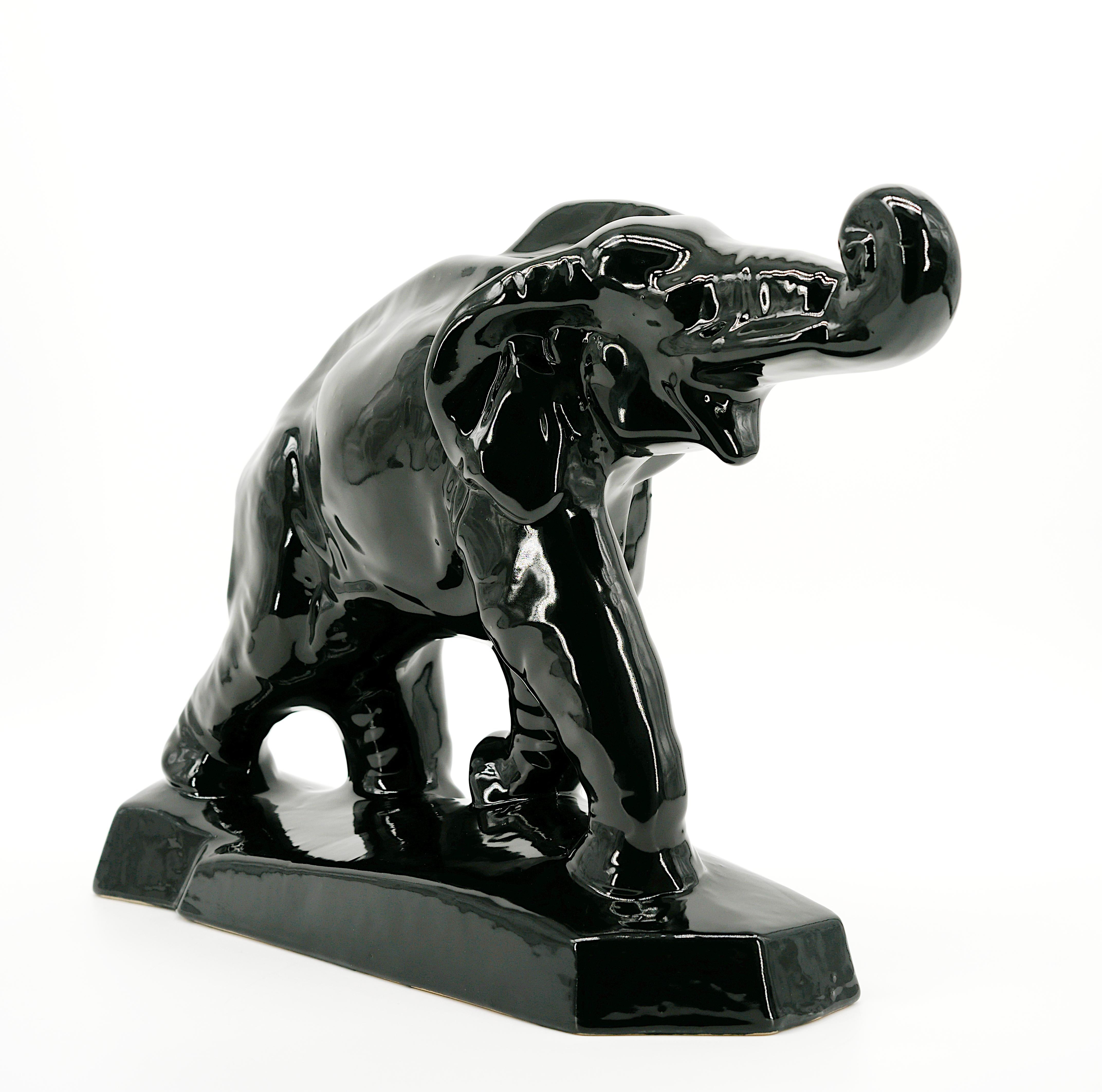 Mid-20th Century Charles LEMANCEAU French Art Deco Elephant Statue, 1930s