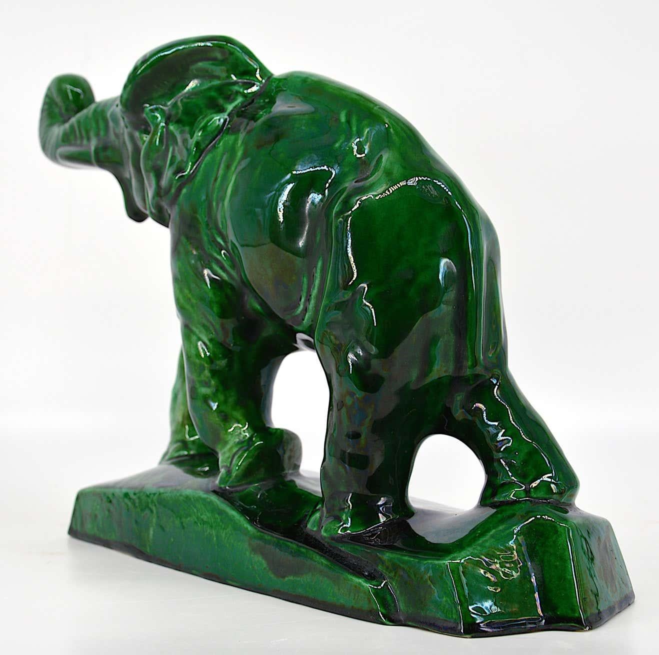 Mid-20th Century Charles Lemanceau French Art Deco Elephant Statue, 1930s