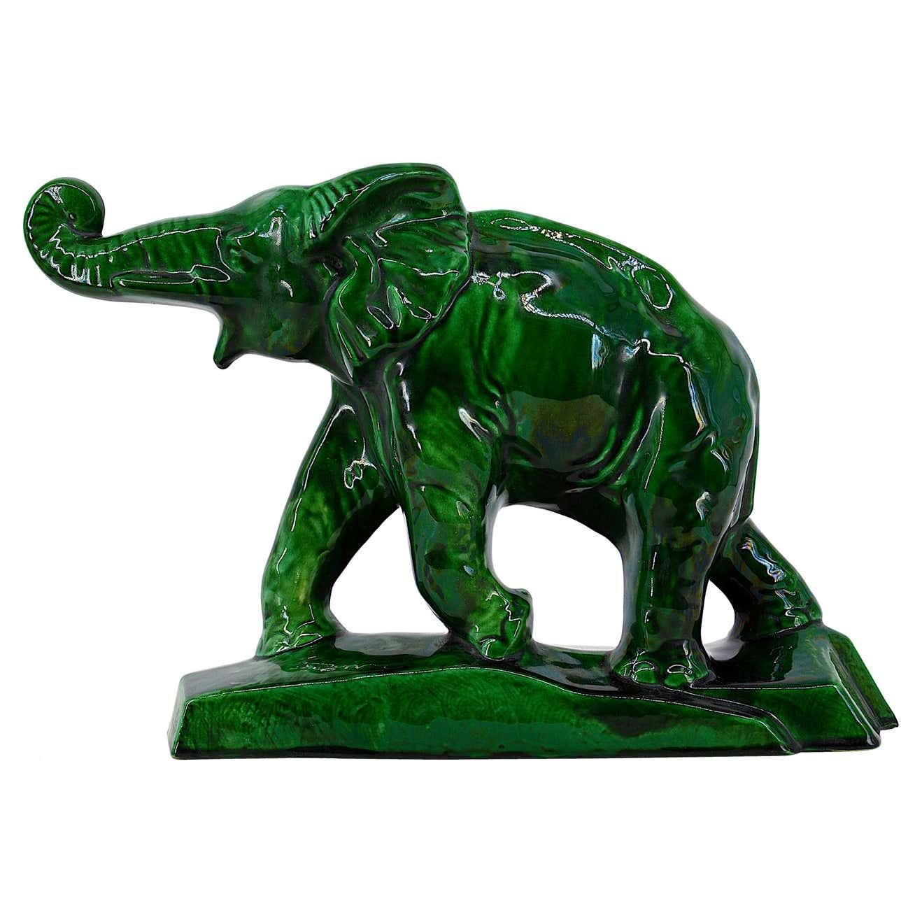 Charles Lemanceau French Art Deco Elephant Statue, 1930s