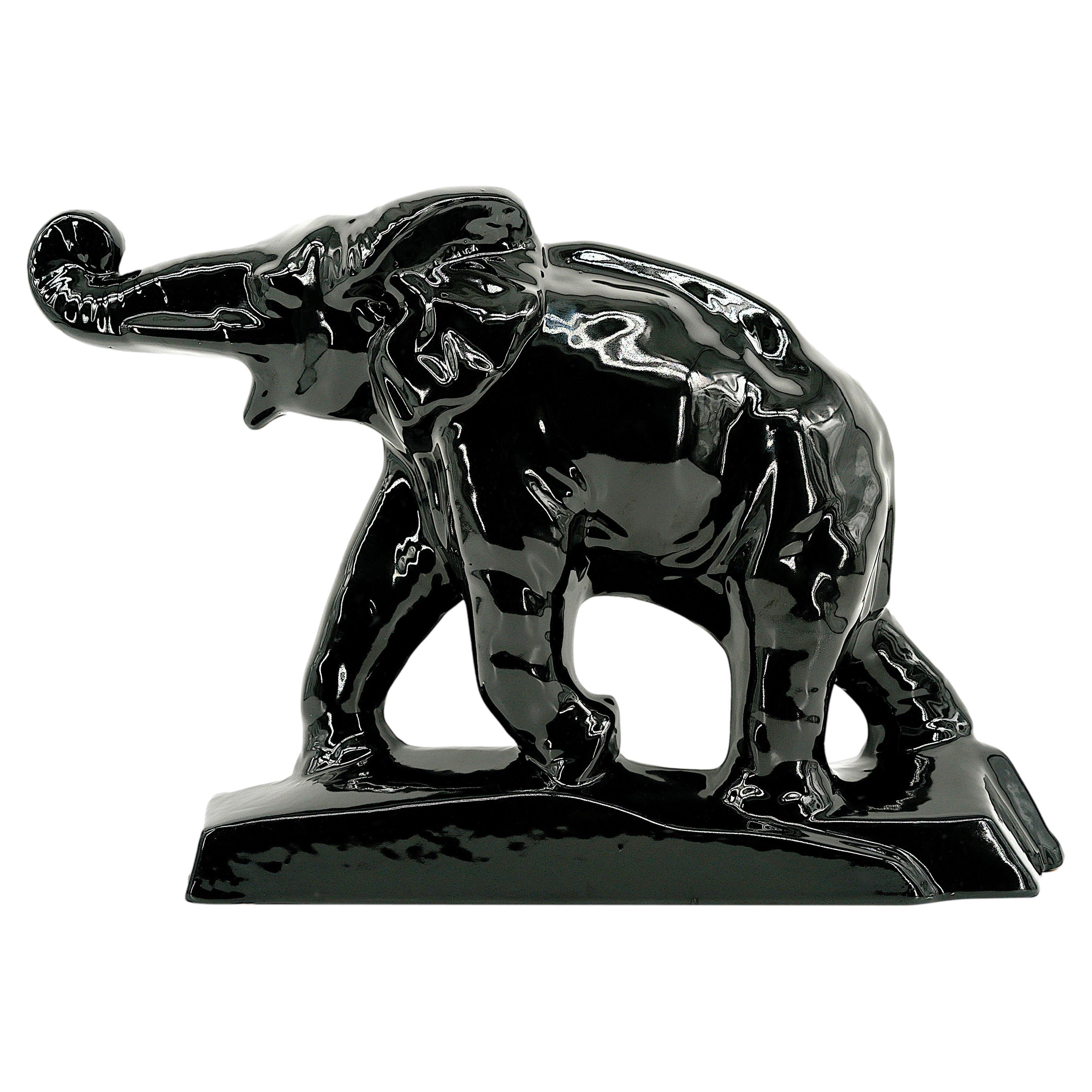 Charles LEMANCEAU French Art Deco Elephant Statue, 1930s For Sale at