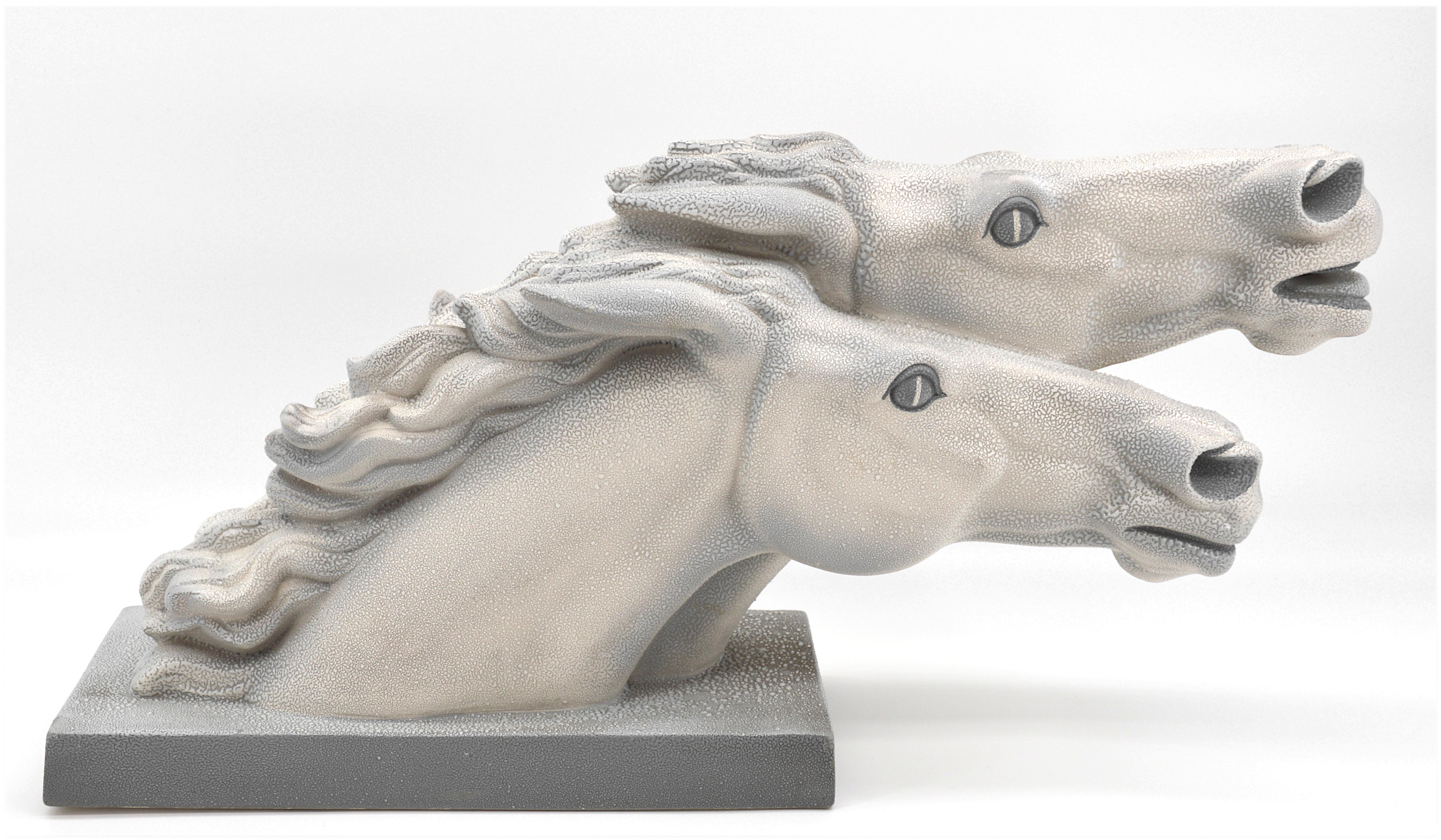 Large French Art Deco sculpture by Charles Lemanceau at Sainte-Radegonde, France, 1920s. This piece was illustrated in the Sainte-Radegonde catalog, page #3. Ceramic sculpture named 