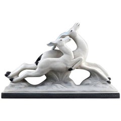 Vintage Charles Lemanceau French Art Deco Gazelle Couple, 1930