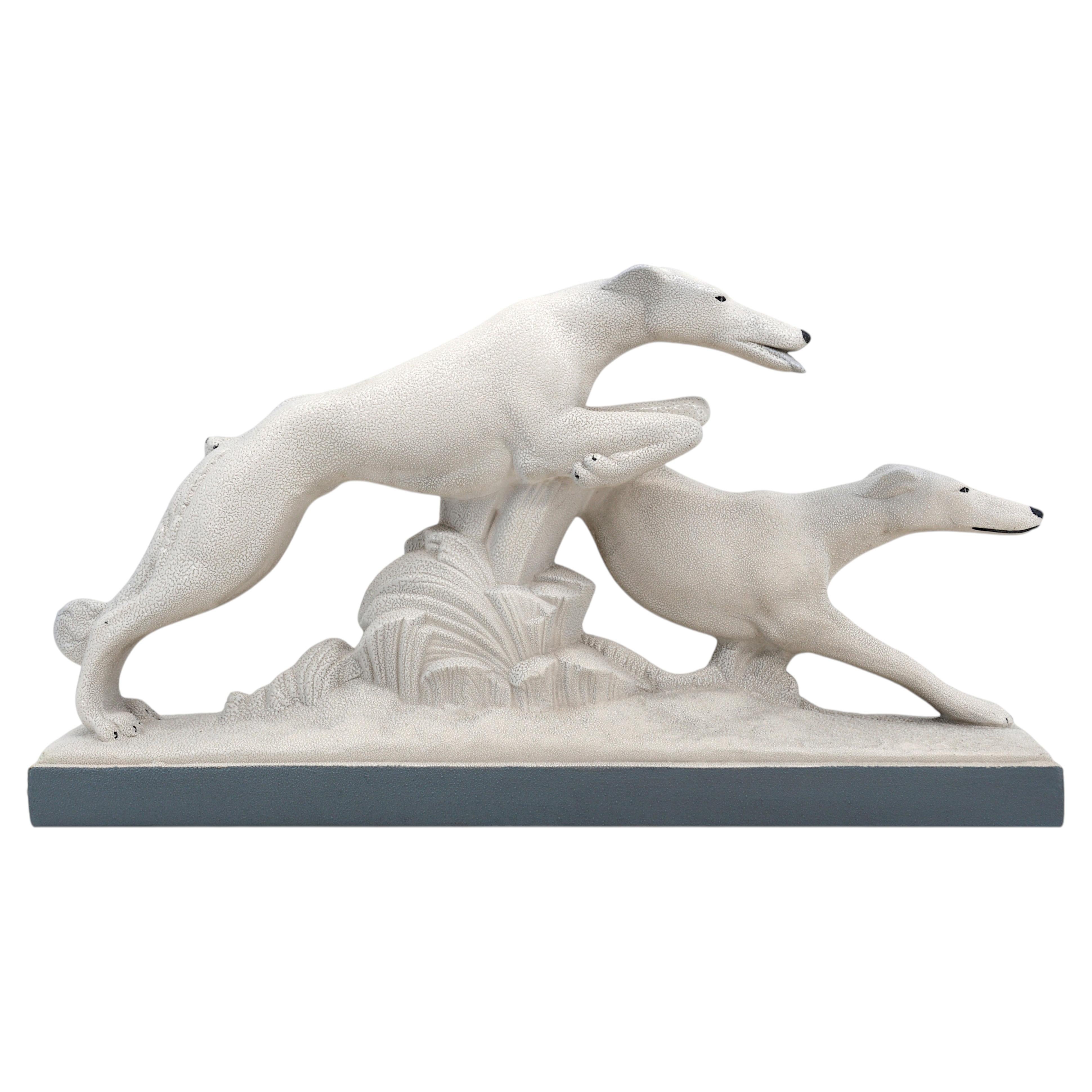Charles Lemanceau French Art Deco Greyhound Couple, 1920s For Sale