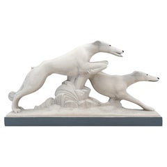 Charles Lemanceau French Art Deco Greyhound Couple, 1920s