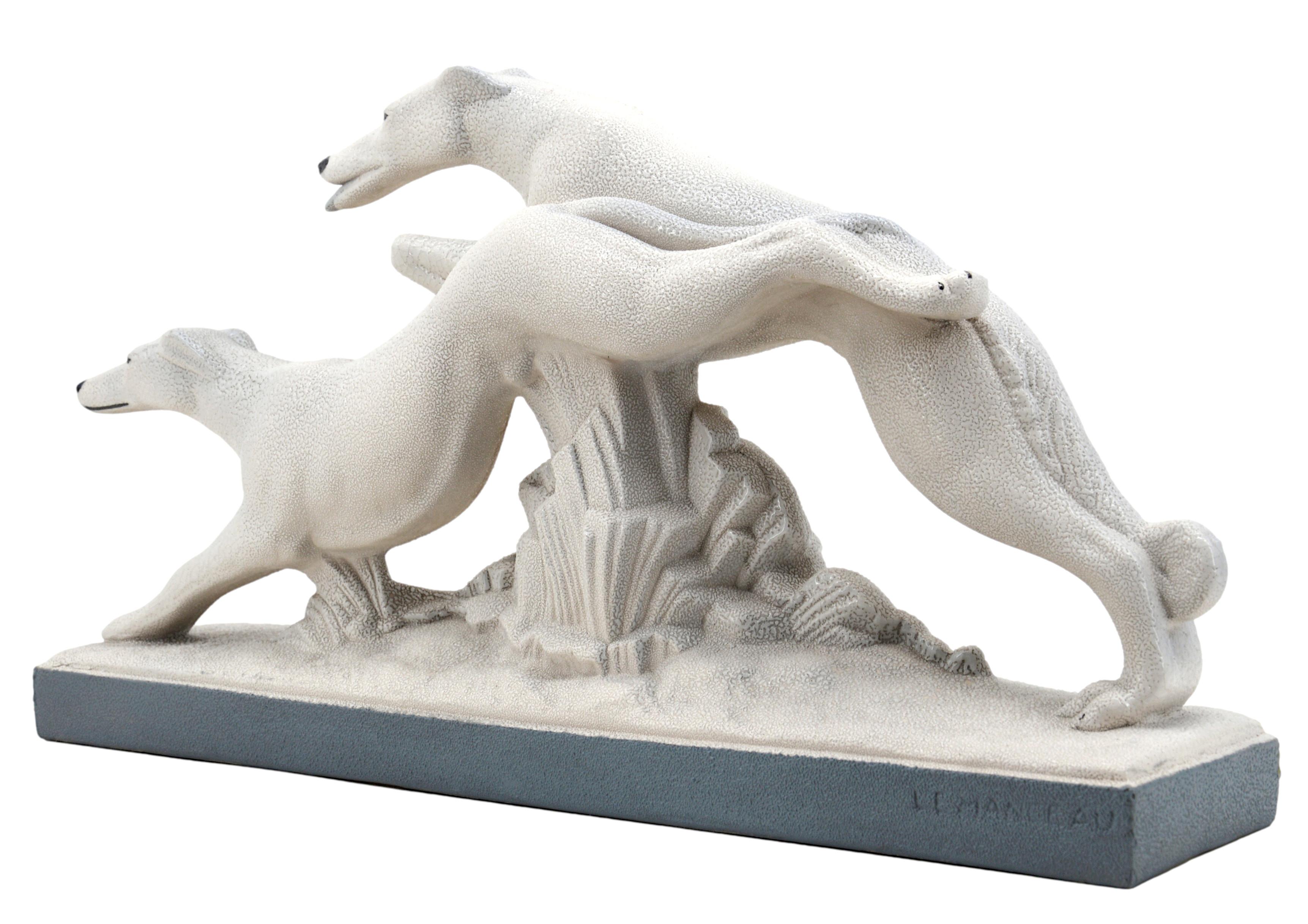 Charles Lemanceau French Art Deco Greyhound Couple, 1930s For Sale 2