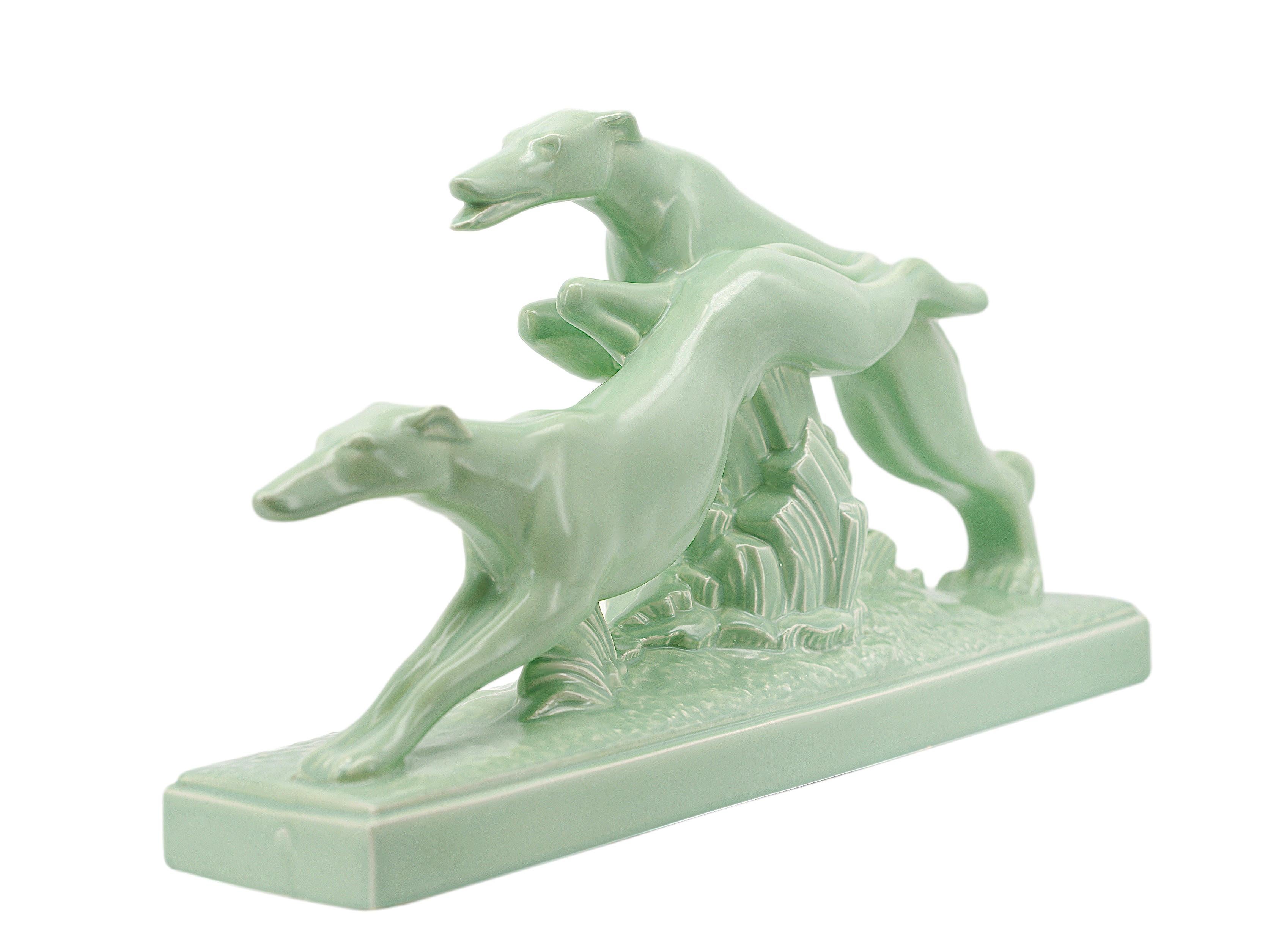 Charles LEMANCEAU French Art Deco Greyhound Couple, 1930s For Sale 4