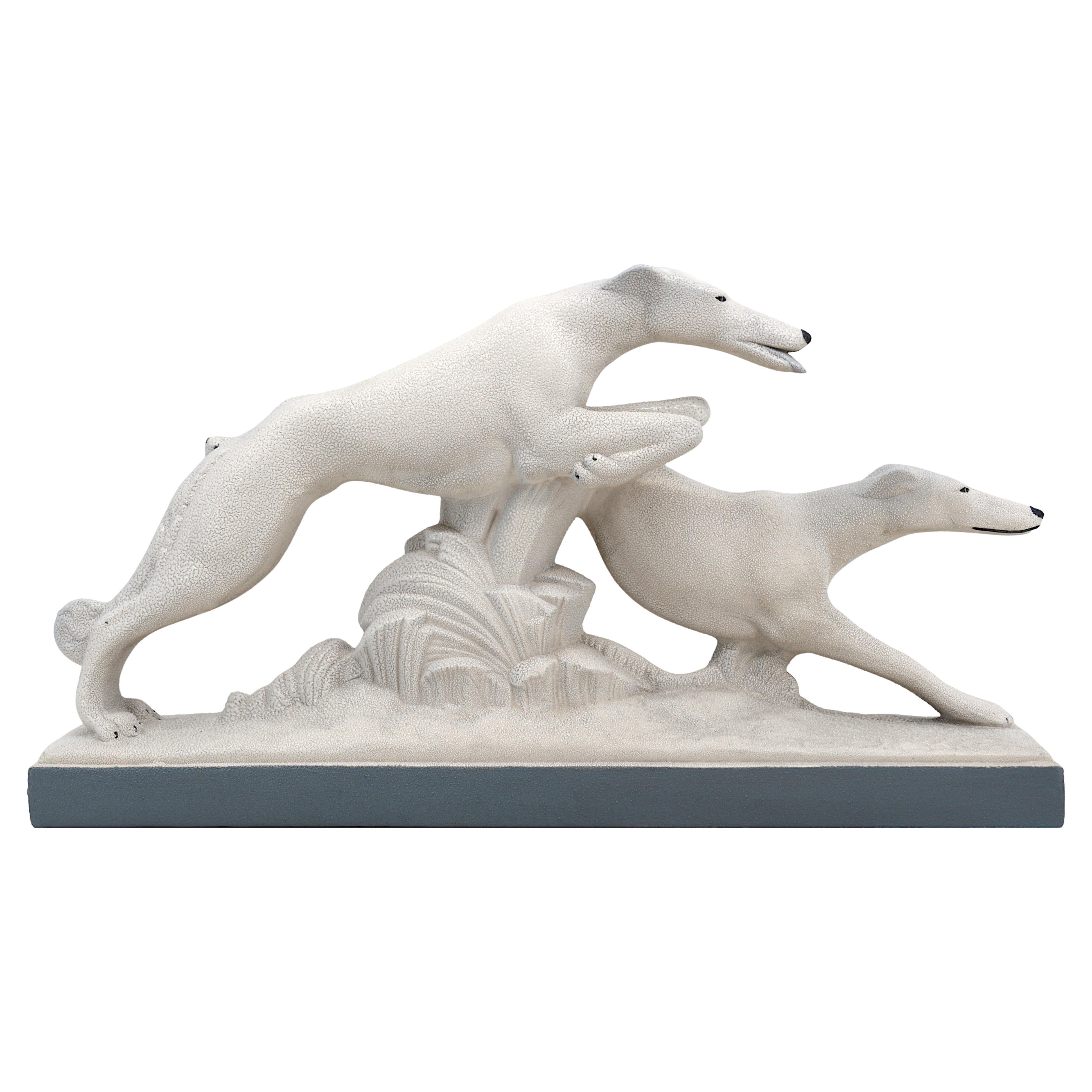Charles Lemanceau French Art Deco Greyhound Couple, 1930s For Sale