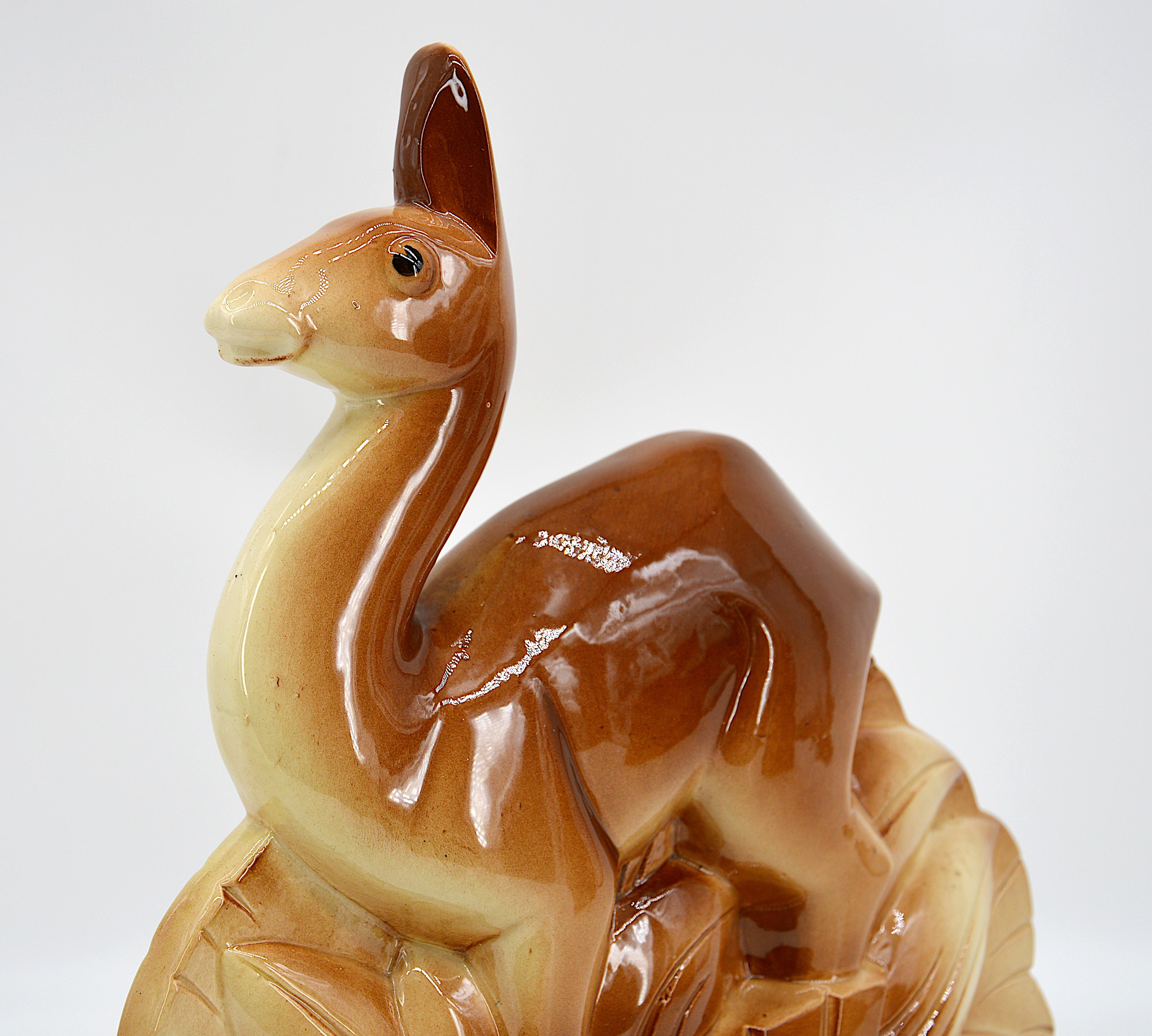 Mid-20th Century Charles Lemanceau French Art Deco Little Lama Statue, 1930s
