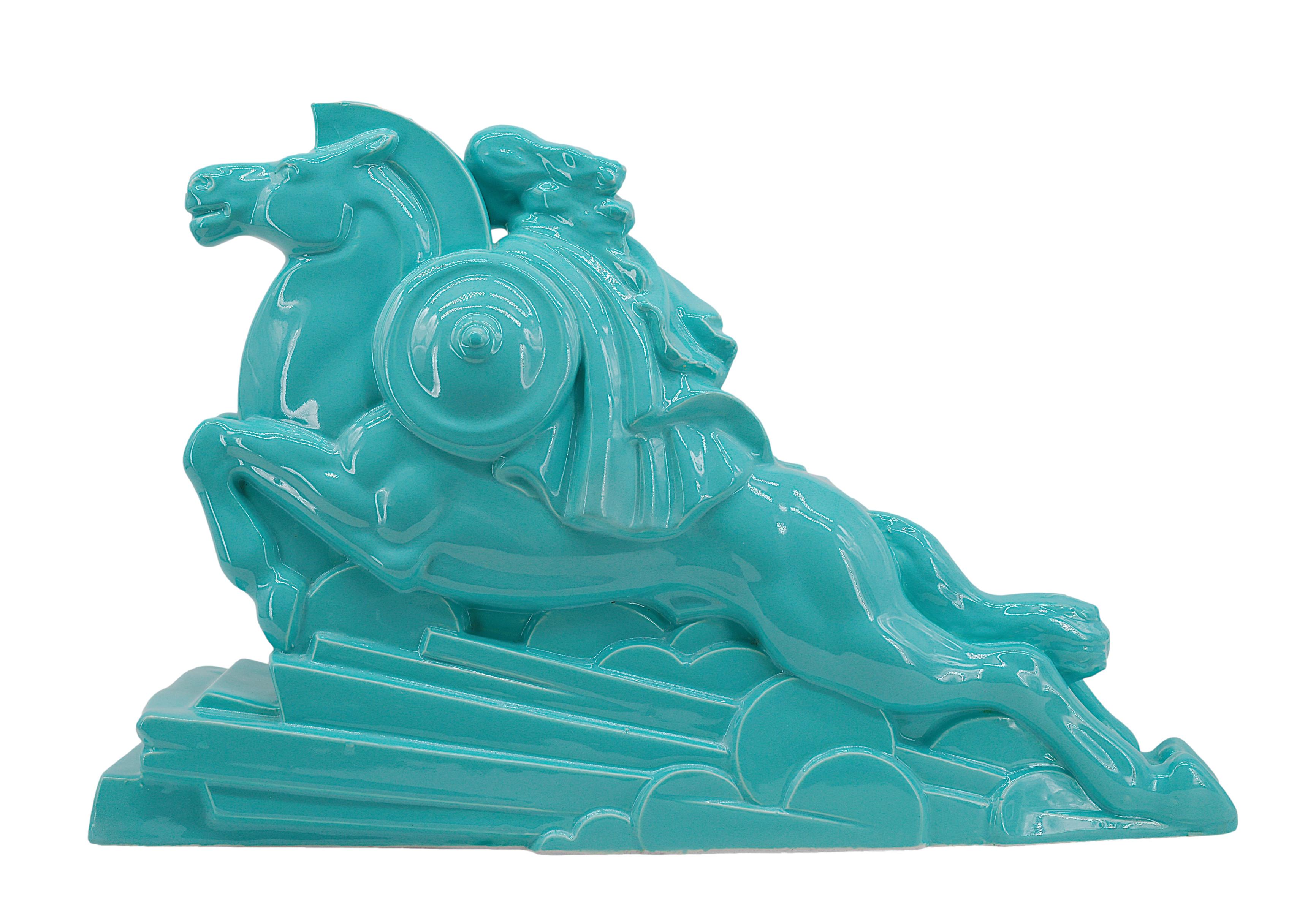 Charles Lemanceau Französische Art-déco- Valkyrie-Statue im Art déco-Stil, 1920 im Angebot 5