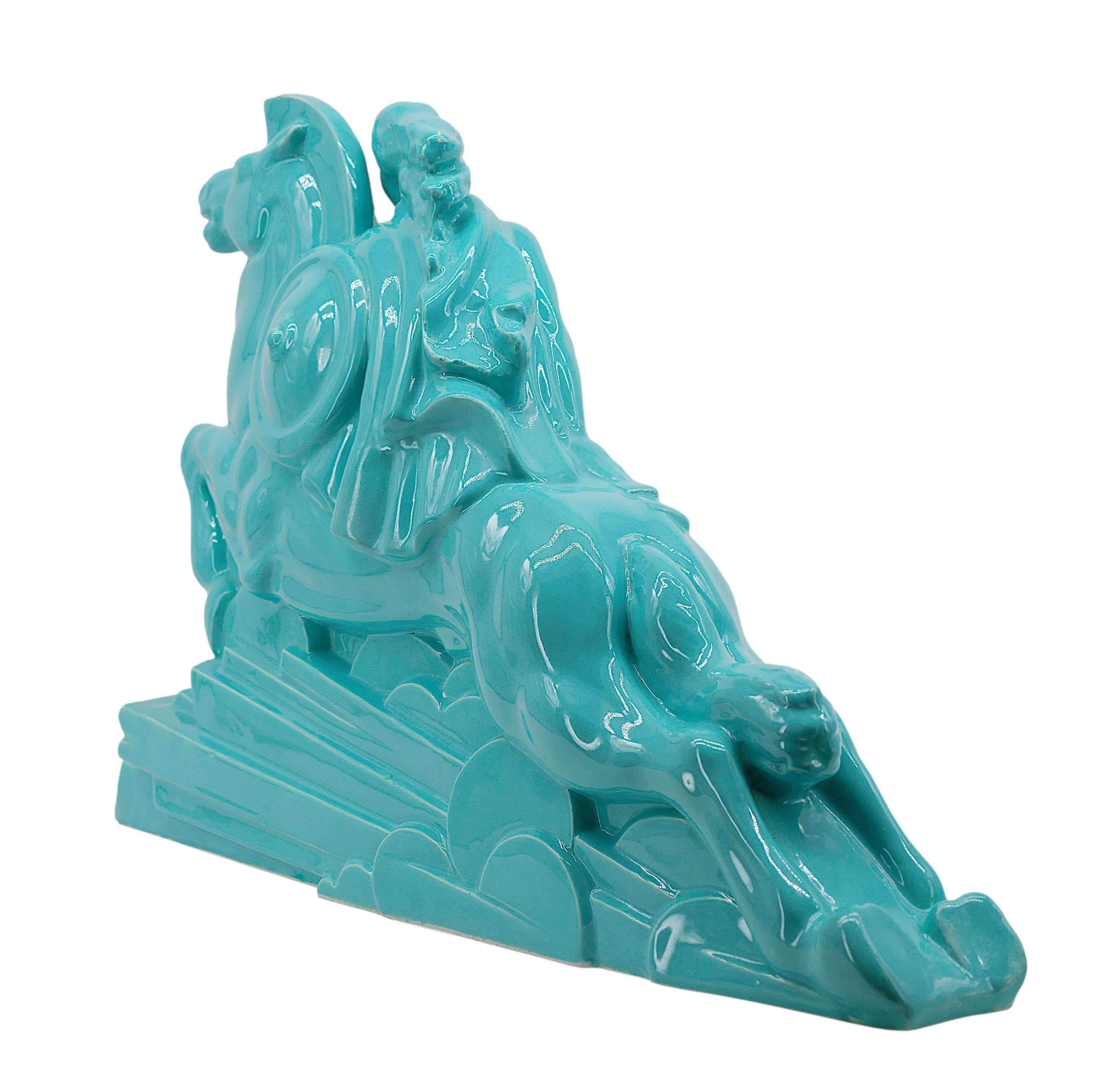 Charles Lemanceau Französische Art-déco- Valkyrie-Statue im Art déco-Stil, 1920 im Angebot 7
