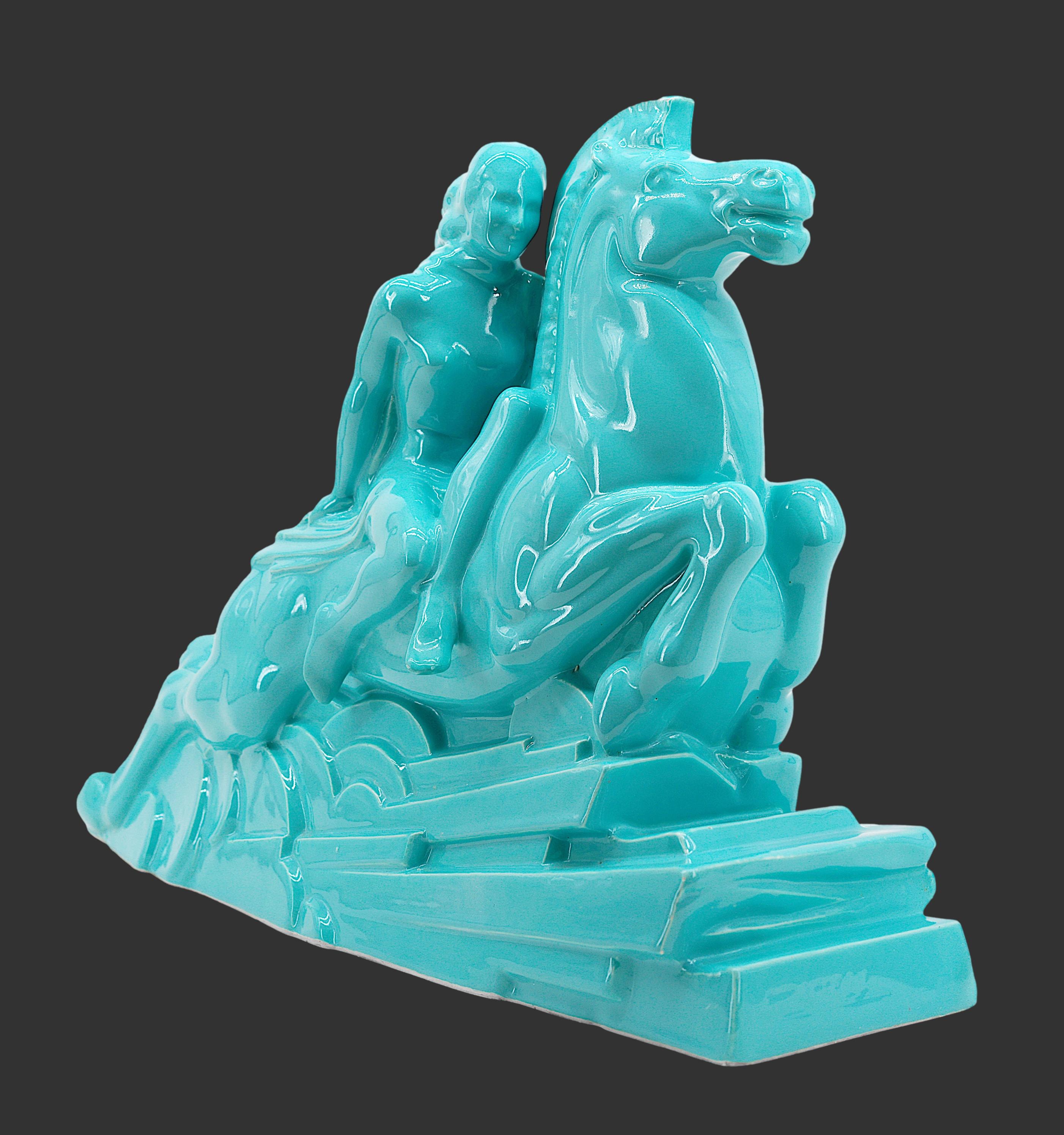 Charles Lemanceau Französische Art-déco- Valkyrie-Statue im Art déco-Stil, 1920 im Zustand „Hervorragend“ im Angebot in Saint-Amans-des-Cots, FR