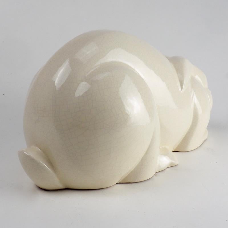 Charles Lemanceau French Art Deco White Ceramic Rabbit 2