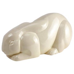 Charles Lemanceau French Art Deco White Ceramic Rabbit