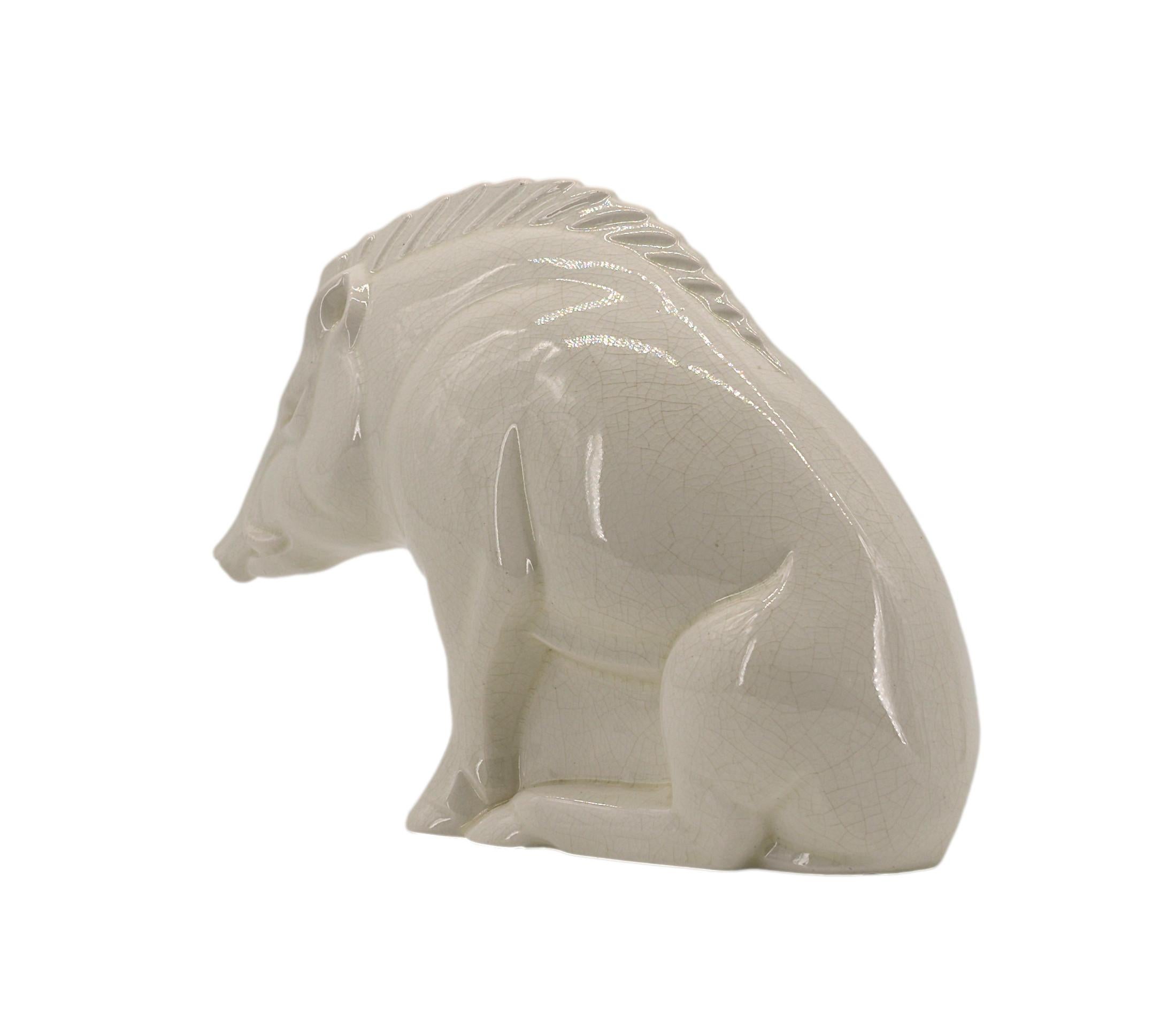 Charles LEMANCEAU French Art Deco Wild Boar Statue, 1920 For Sale 6