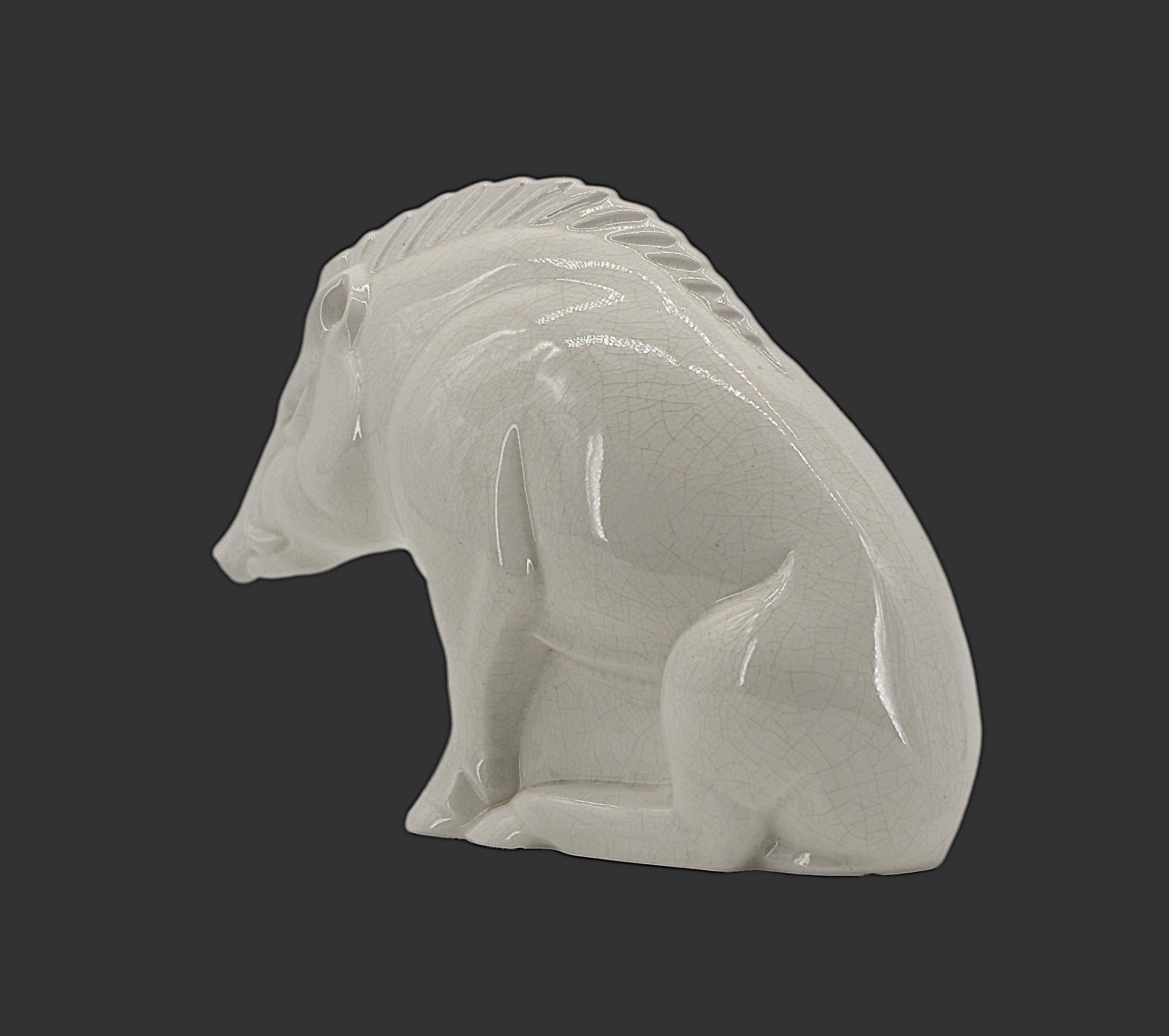 Charles LEMANCEAU French Art Deco Wild Boar Statue, 1920 For Sale 7