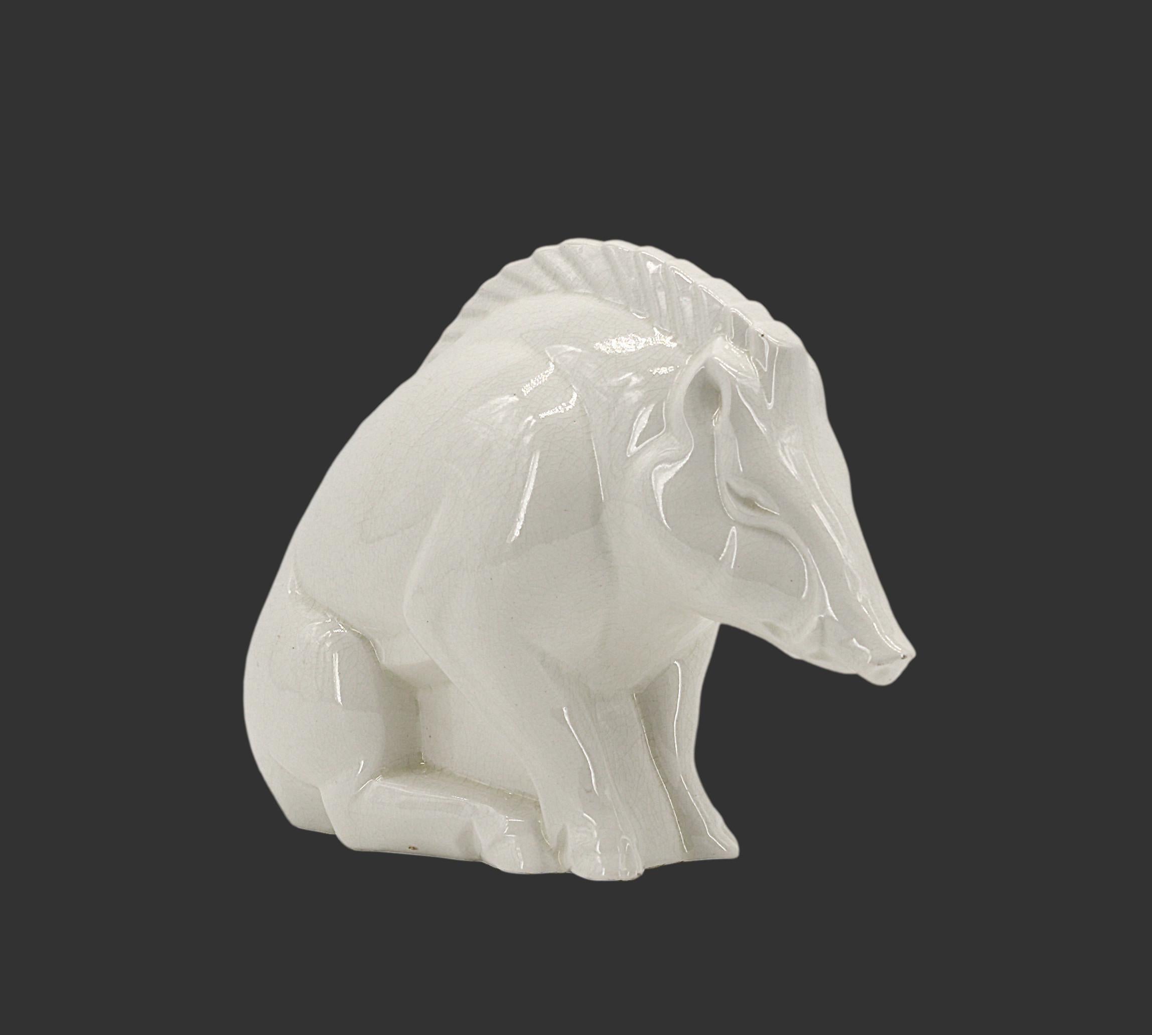 Charles LEMANCEAU French Art Deco Wild Boar Statue, 1920 For Sale 1