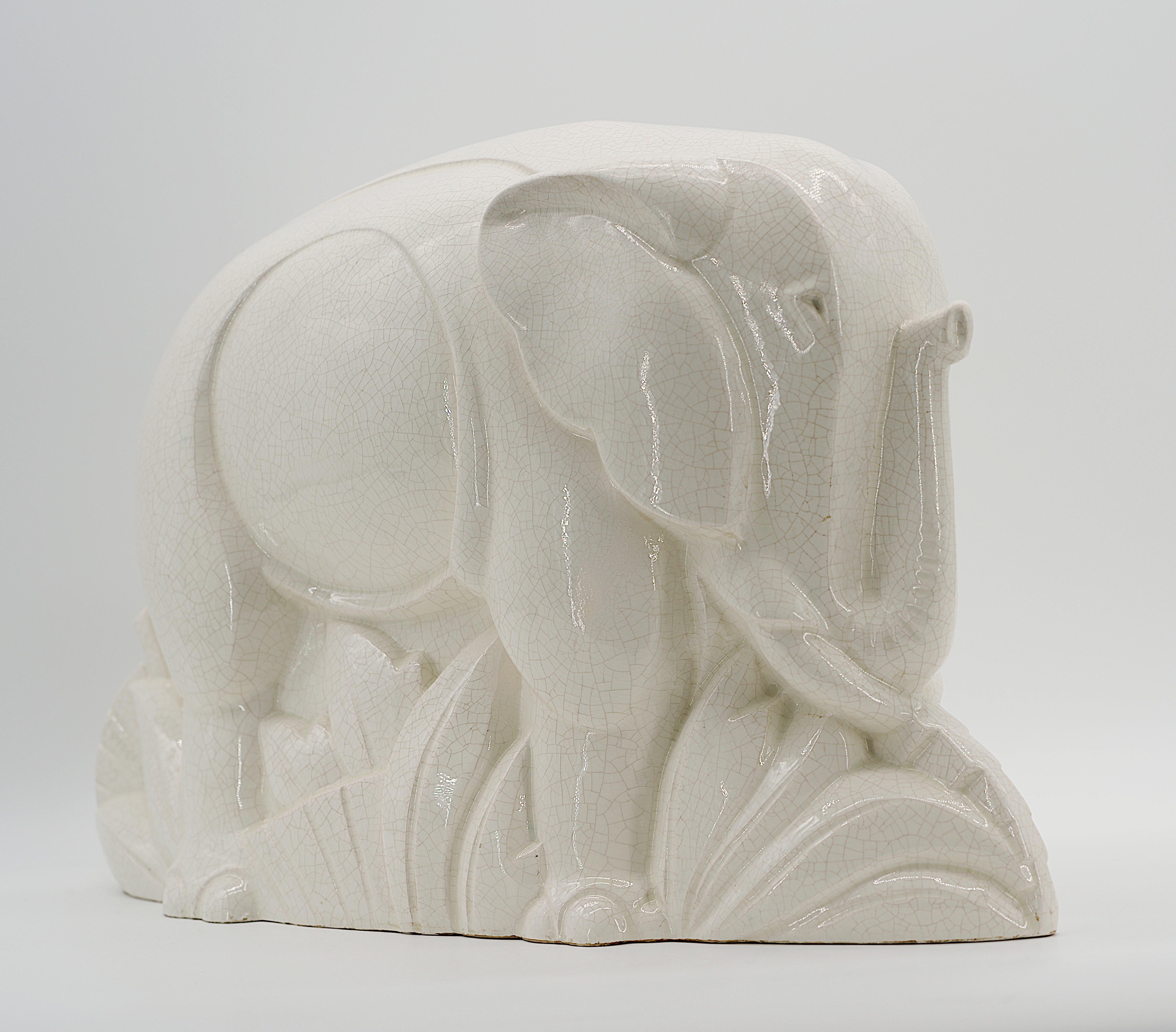 Inizio XX secolo Charles Lemanceau Rara statua di elefante in stile Art Deco francese, 1920 in vendita