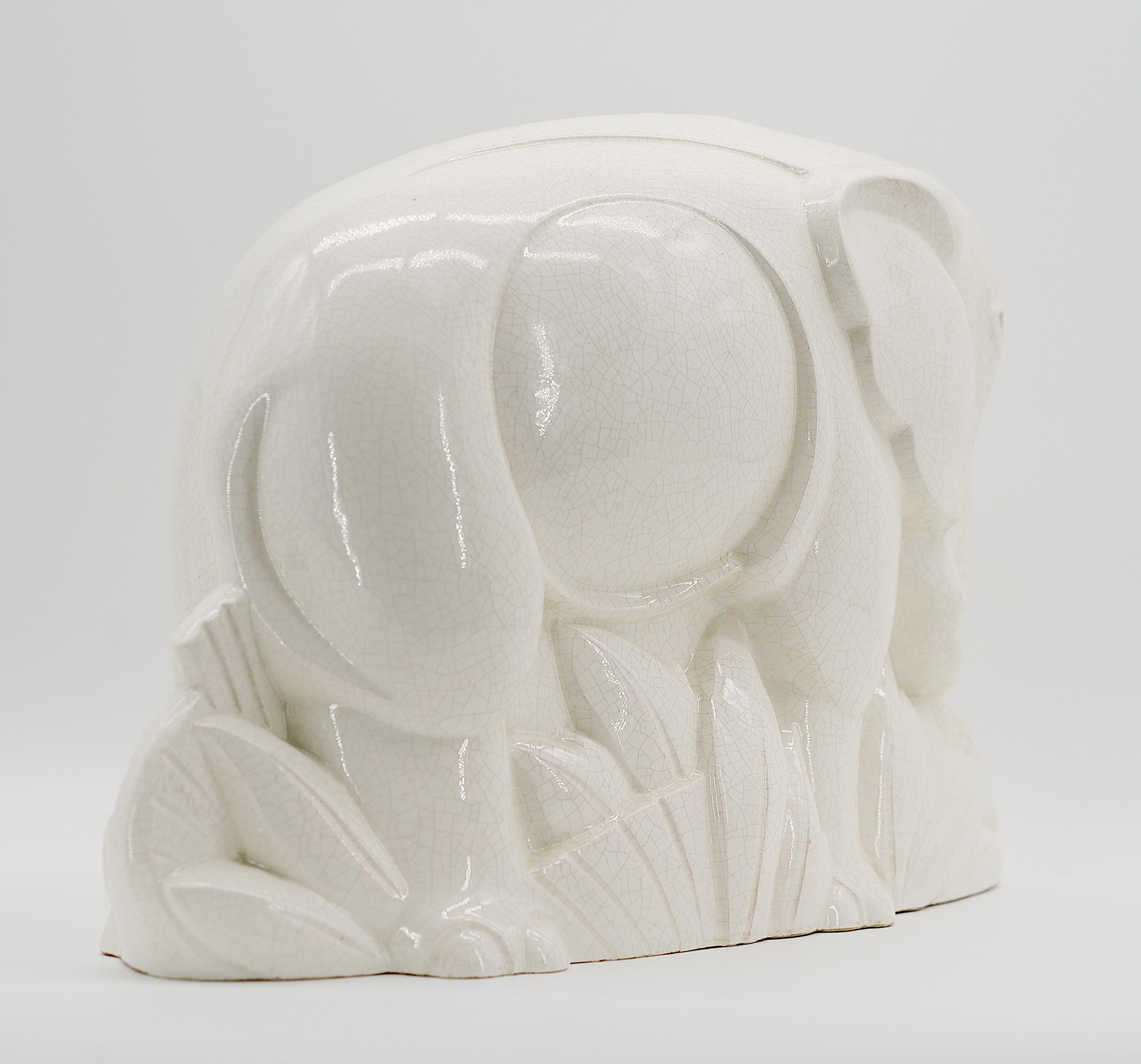 Charles LEMANCEAU Rare French Art Deco Elephant Statue, 1920 For Sale 3