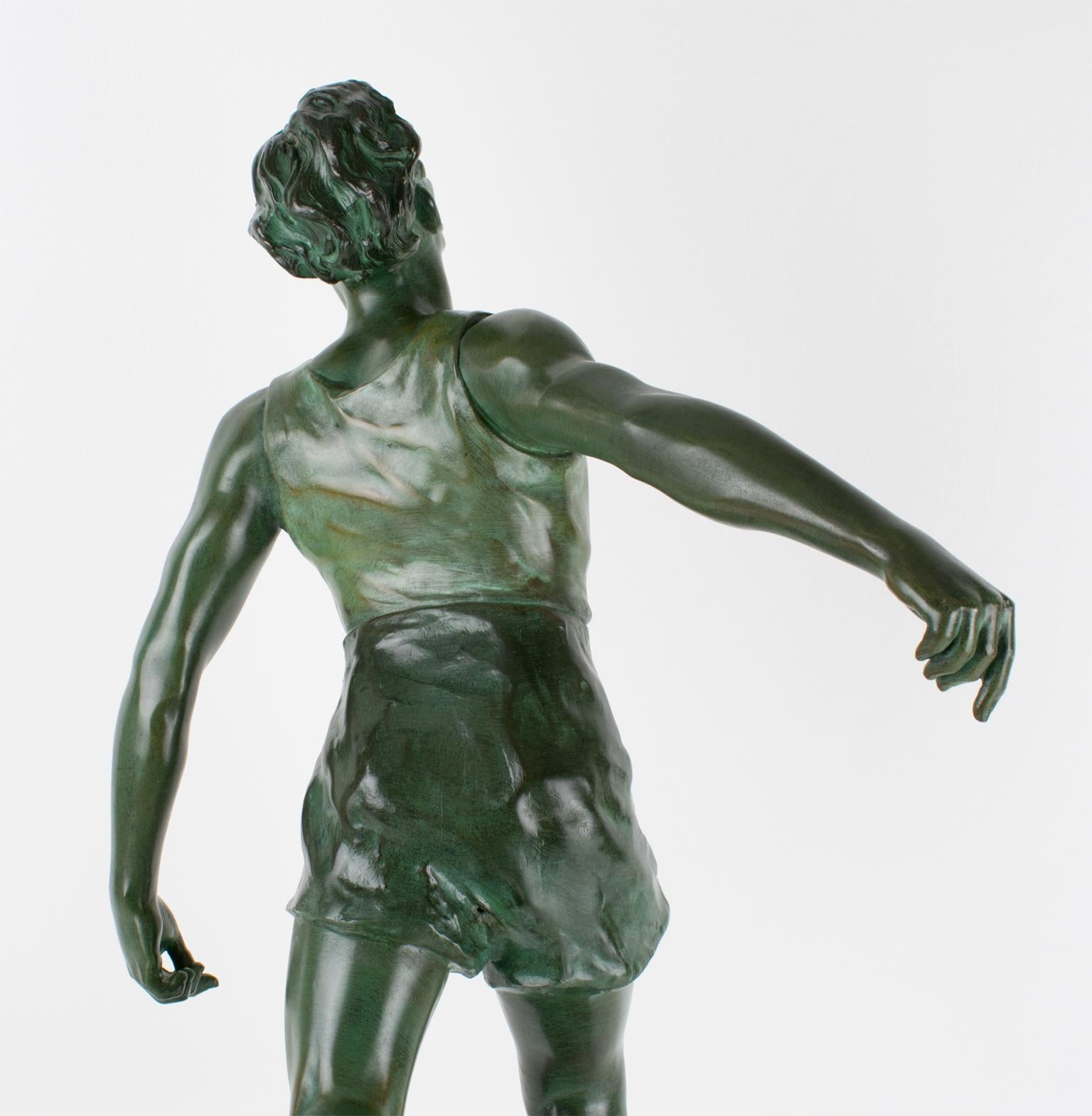 Charles Lemoyne Scultura sportiva in bronzo Art Deco The Finish Runner, 1920 circa in vendita 3