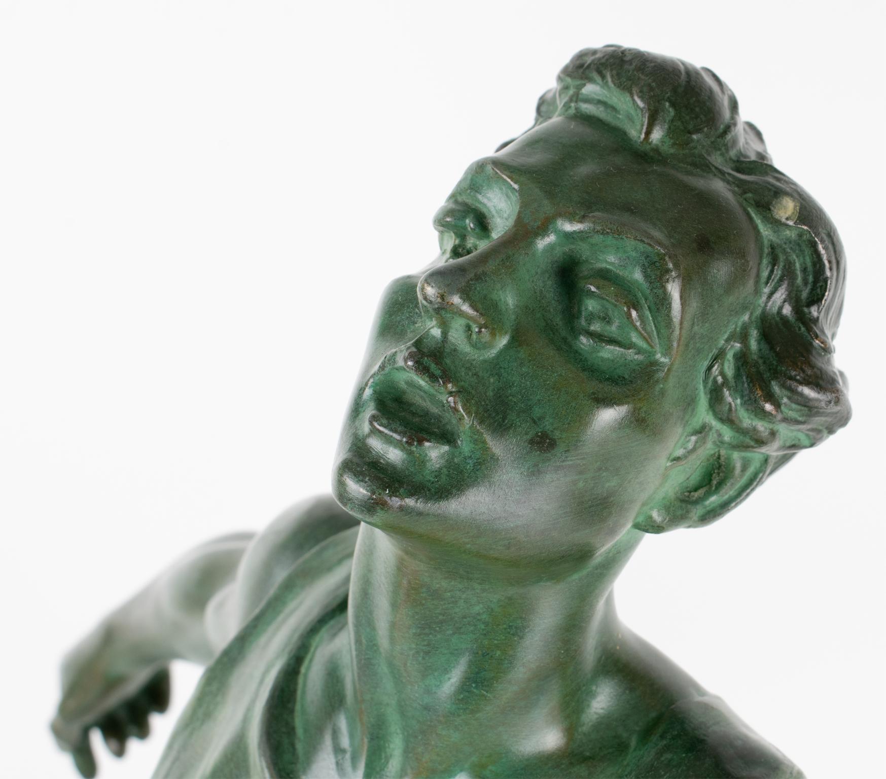 Bronzo Charles Lemoyne Scultura sportiva in bronzo Art Deco The Finish Runner, 1920 circa in vendita