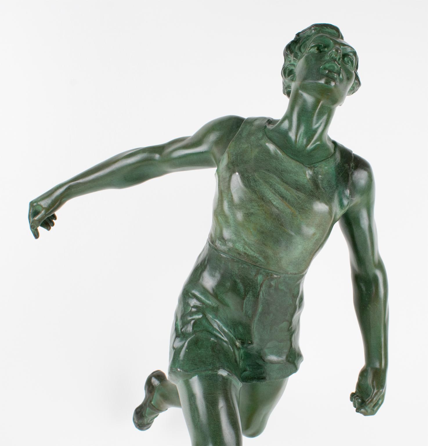 Charles Lemoyne Scultura sportiva in bronzo Art Deco The Finish Runner, 1920 circa in vendita 2