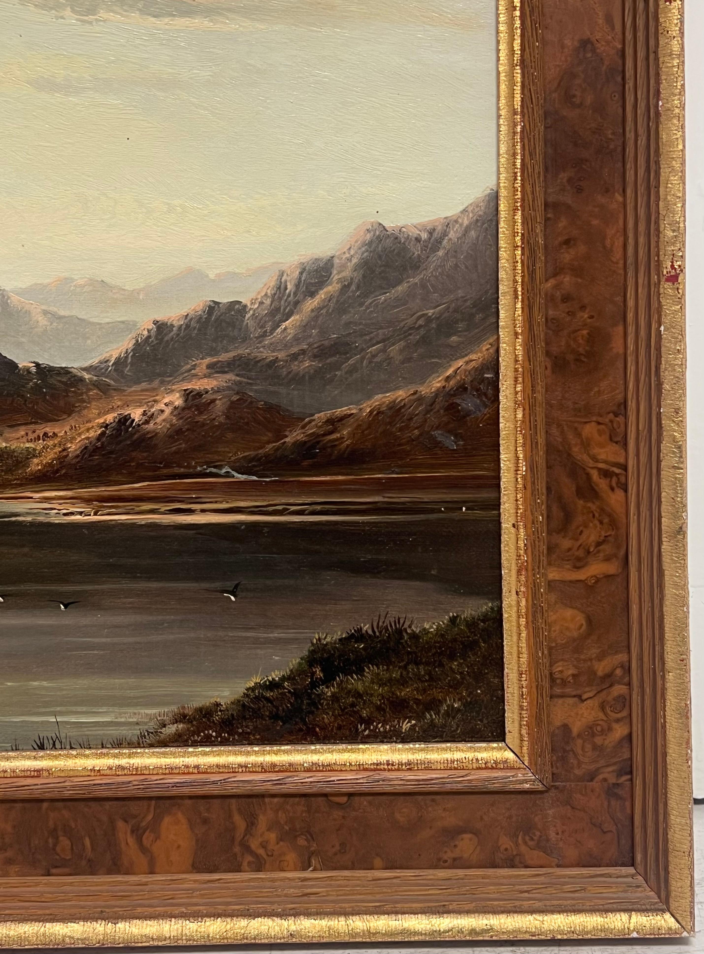 Fino paisaje escocés de 1880 sobre un lago al atardecer Pastor y oveja Tierras Altas de Perthshire en venta 2