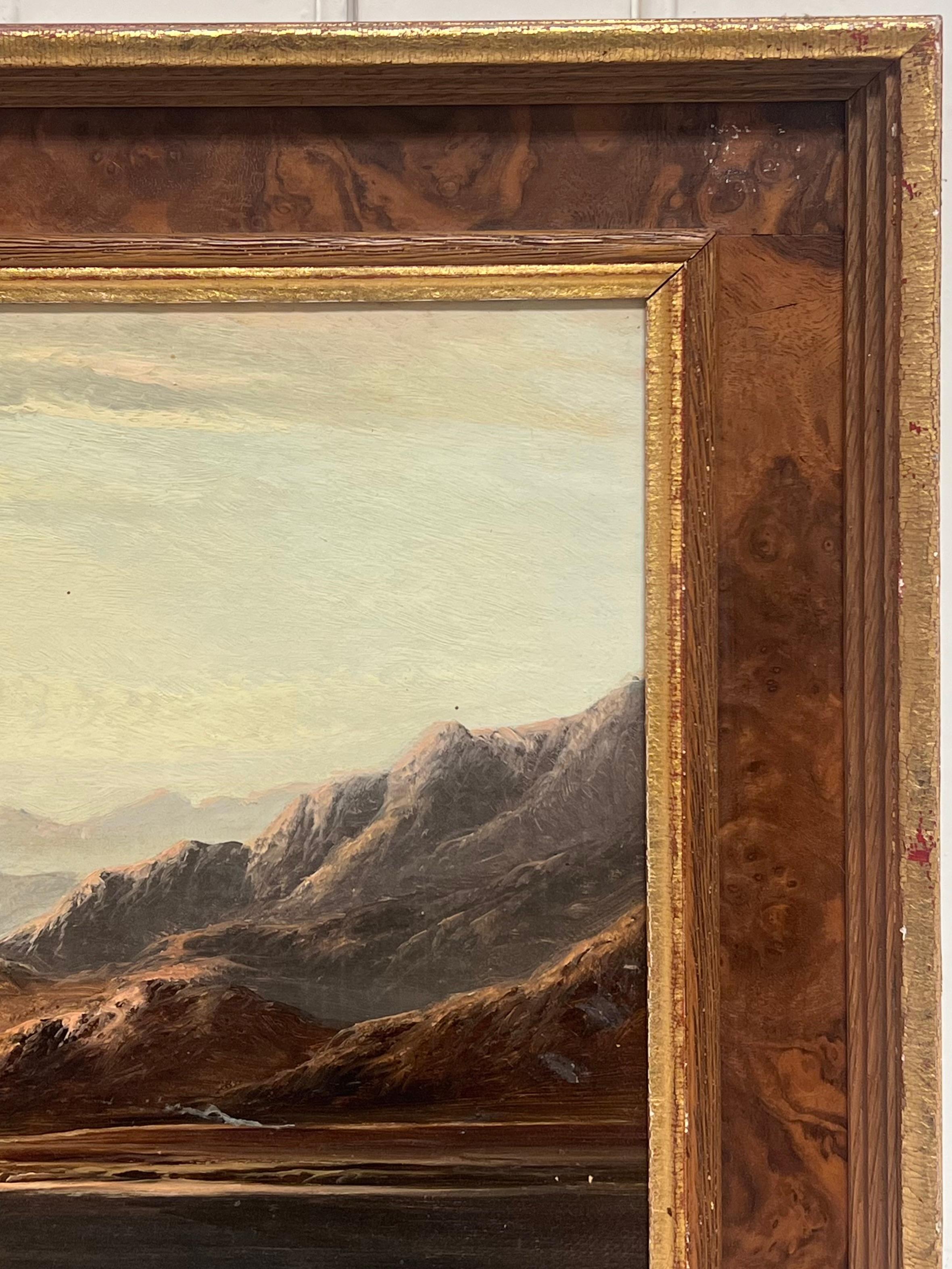 Fino paisaje escocés de 1880 sobre un lago al atardecer Pastor y oveja Tierras Altas de Perthshire en venta 3