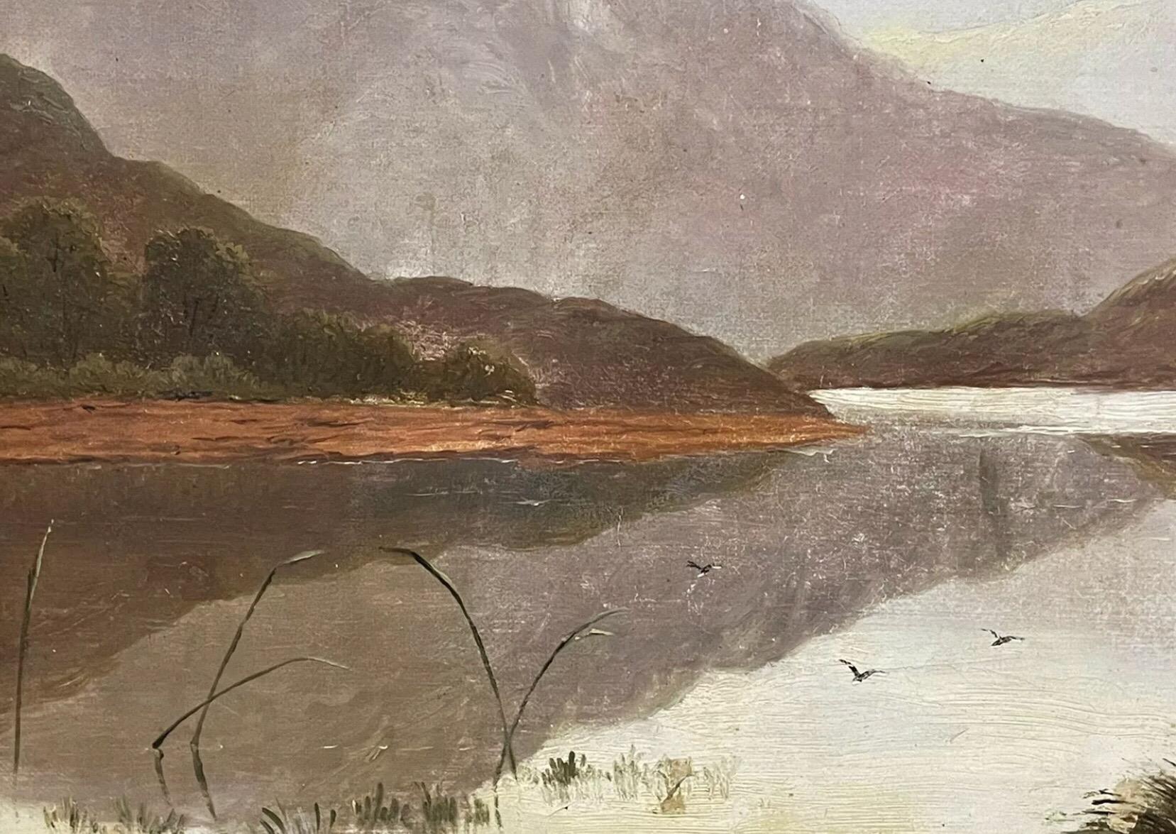 Charles Leslie (1839-1886) Signed Victorian Oil - Angler Scottish Highlands Loch 1