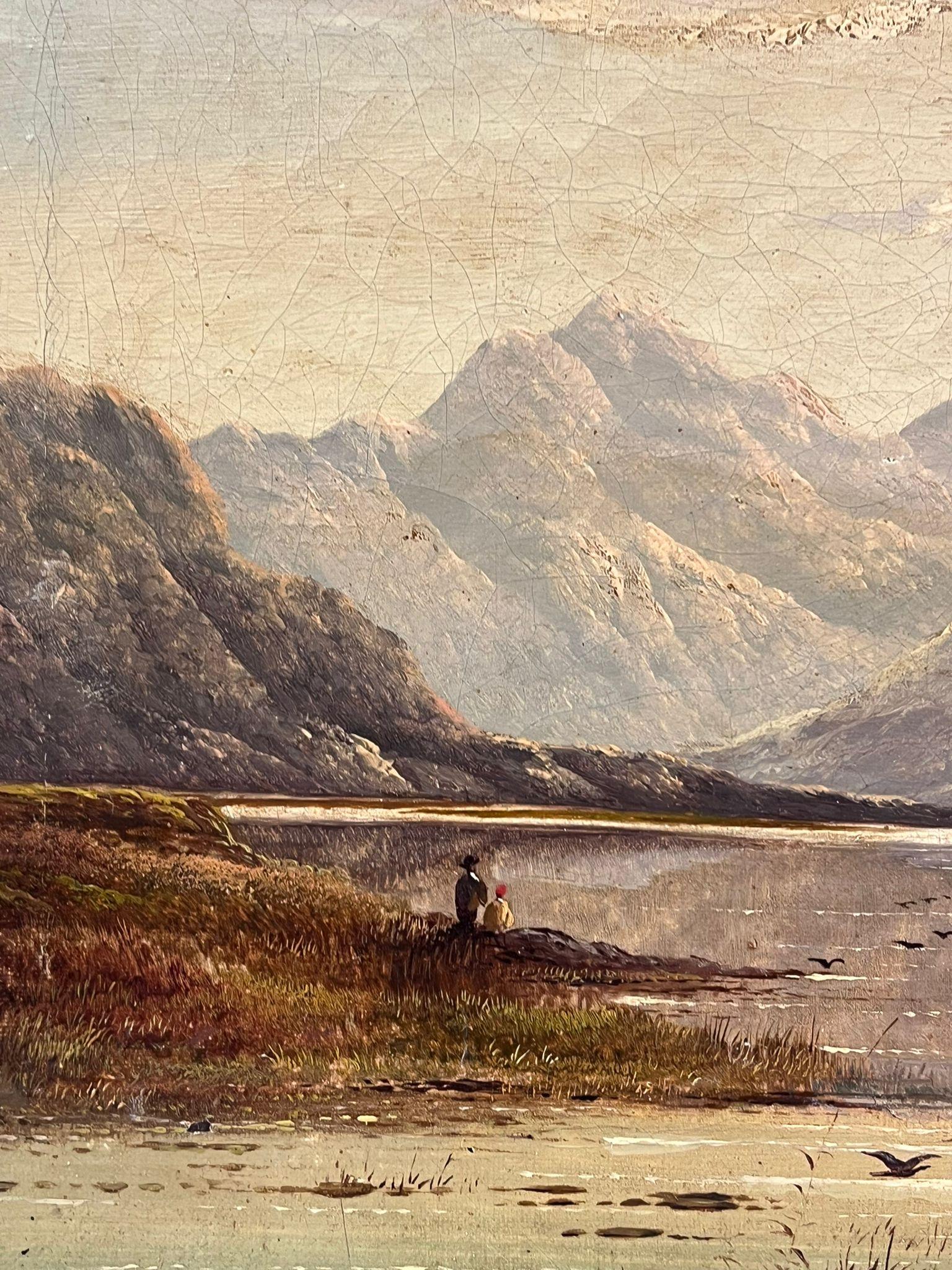 Fine peinture à l'huile écossaise du 19ème siècle représentant une scène de Loch Scene, artiste répertorié 3
