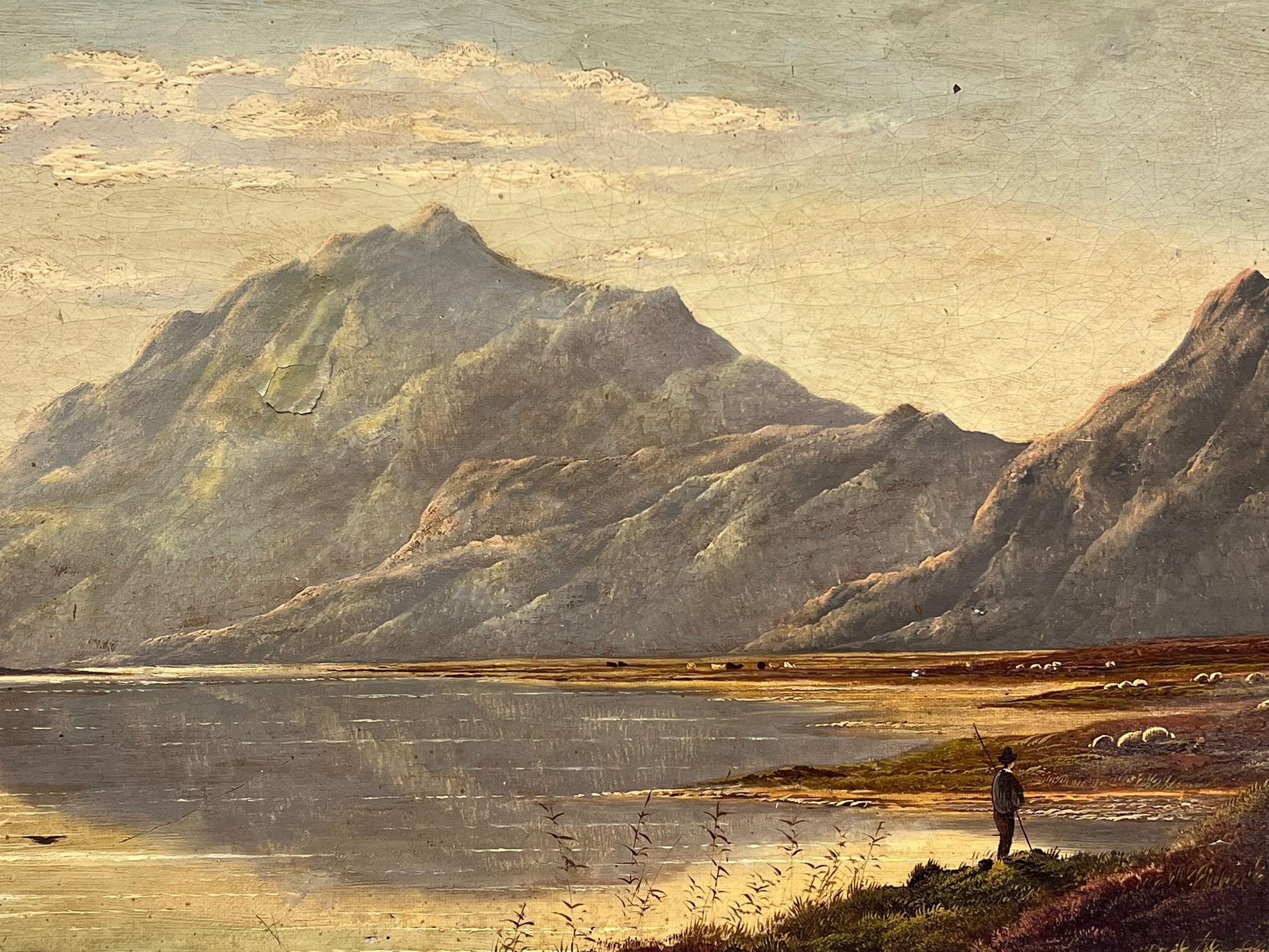 Fine peinture à l'huile écossaise du 19ème siècle représentant une scène de Loch Scene, artiste répertorié 5