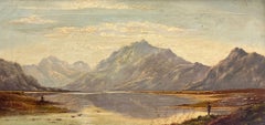 Antique Fine 19th Century Scottish Oil Painting Panoramic Loch Scene Listed artist